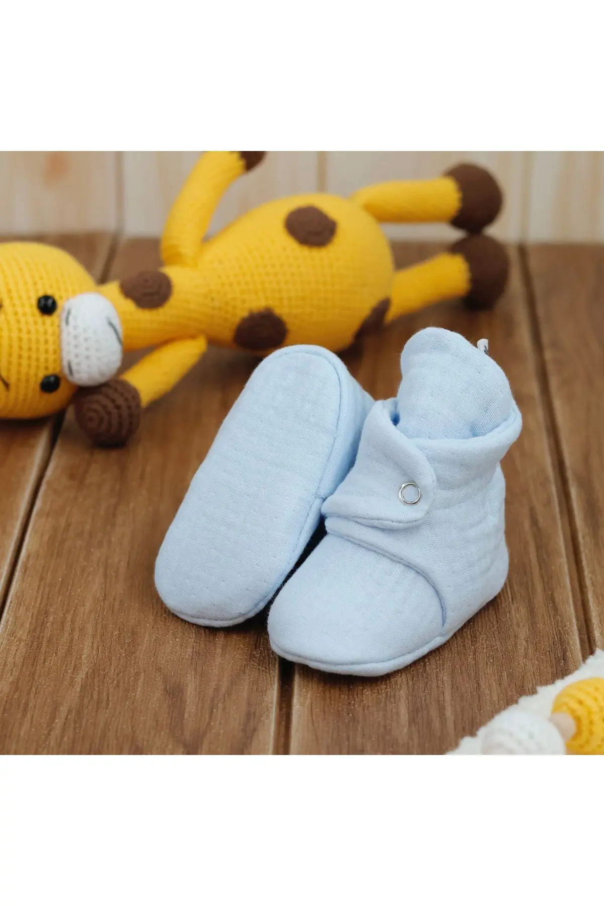 Organik Pamuk Müslin Bebek Patiği, Yenidoğan Pandufu,mavi