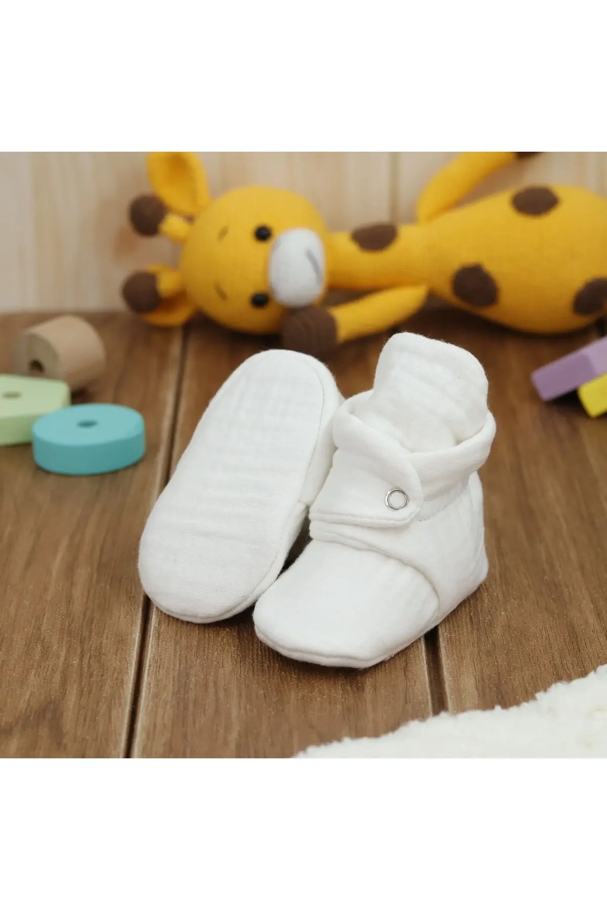 Organik Pamuk Müslin Bebek Patiği, Yenidoğan Pandufu,krem