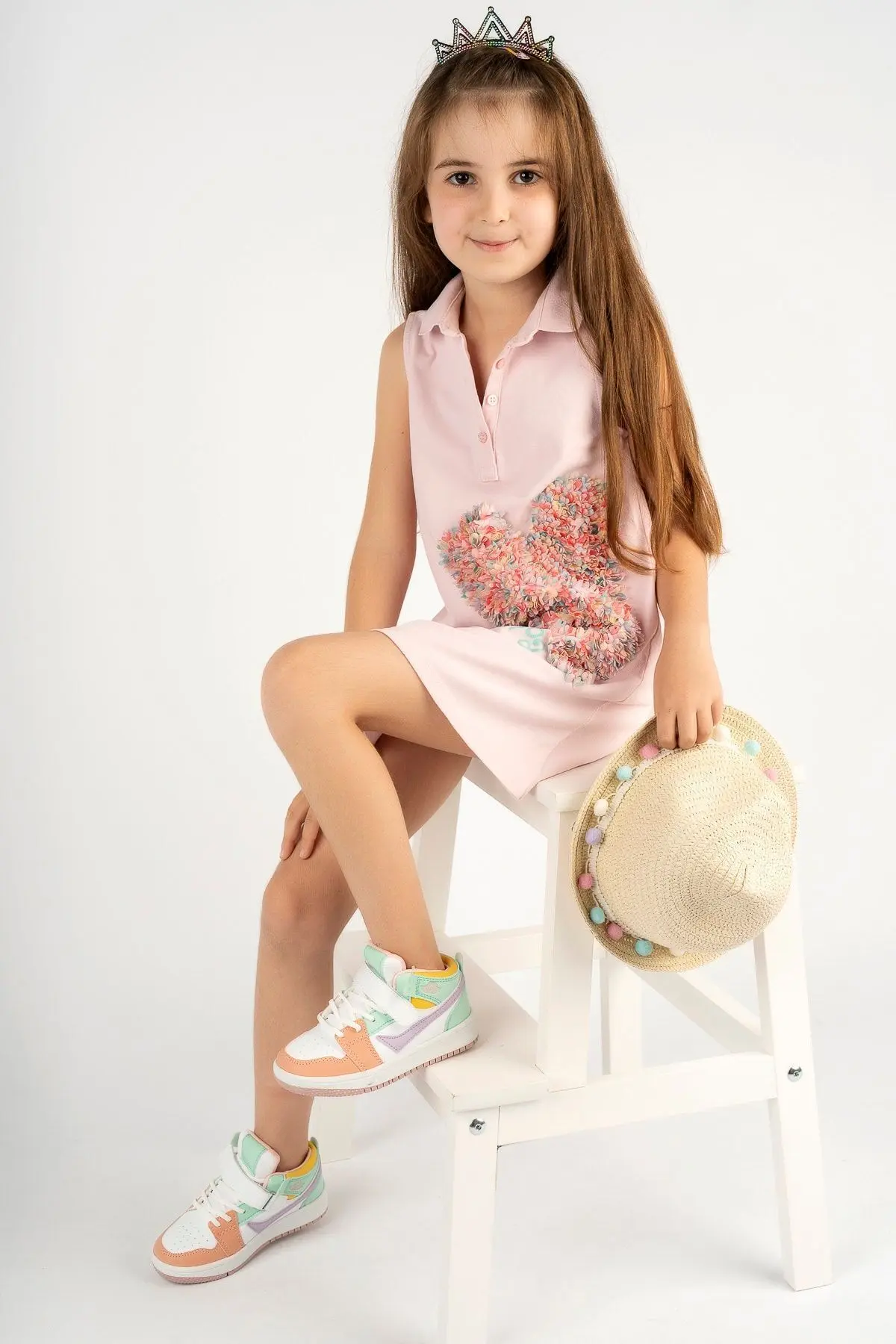 Uzun Bilekli Kız Çocuk Beyaz Yeşil Çocuk Spor Sneaker Ayakkabı