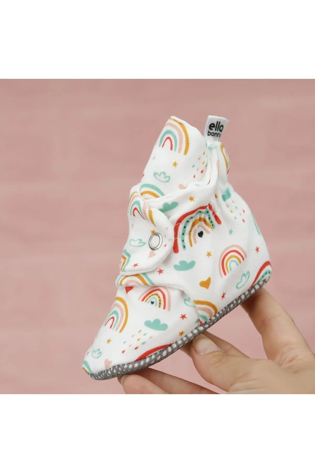 Organik Pamuk Bebek Patiği, Kaydırmaz Taban, Pamuklu Yenidoğan Pandufu Ev Kreş Ayakkabısı