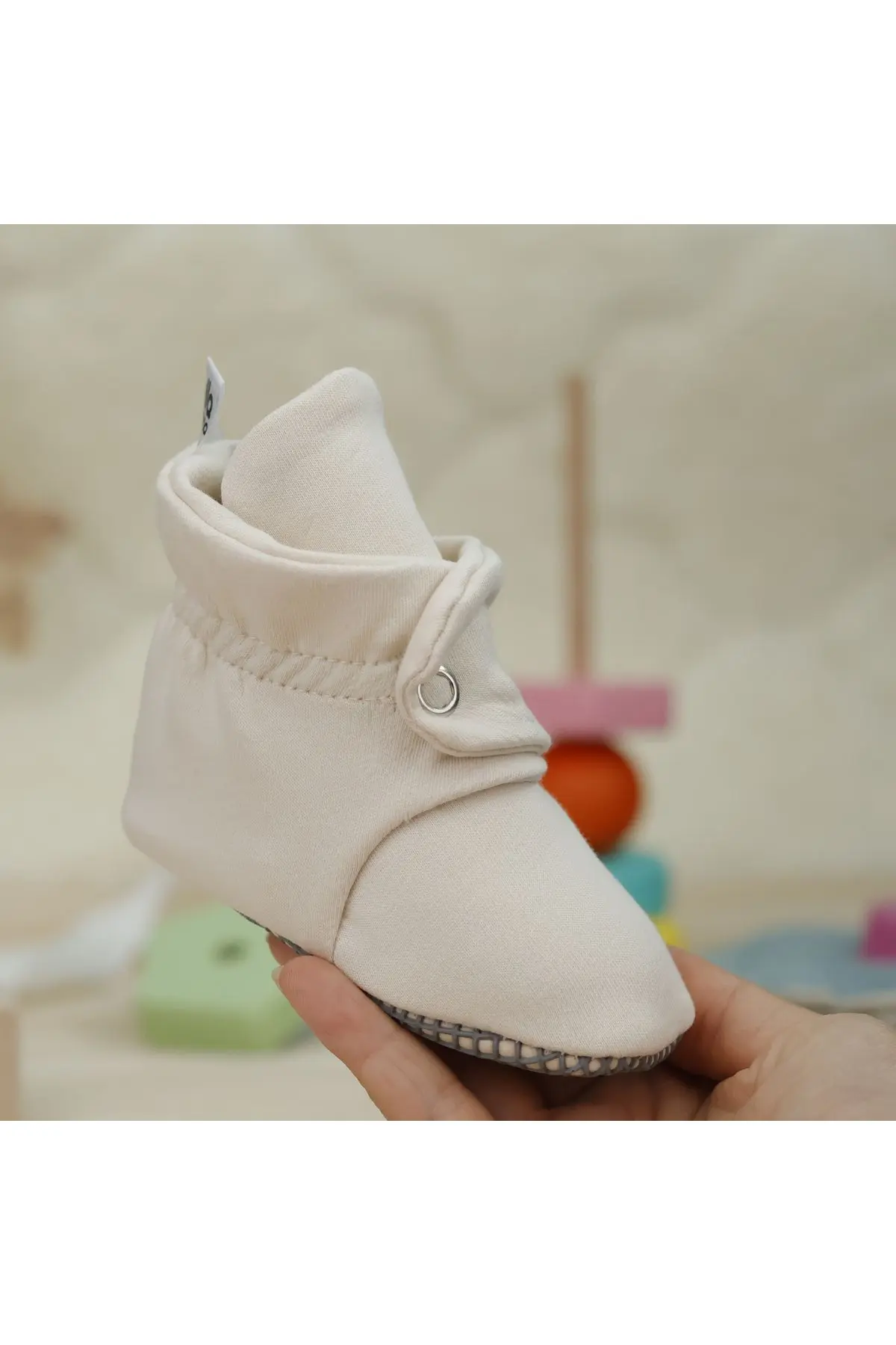 Organik Pamuk Bebek Patiği, Kaydırmaz Taban, Pamuklu Yenidoğan Pandufu Ev Kreş Ayakkabı