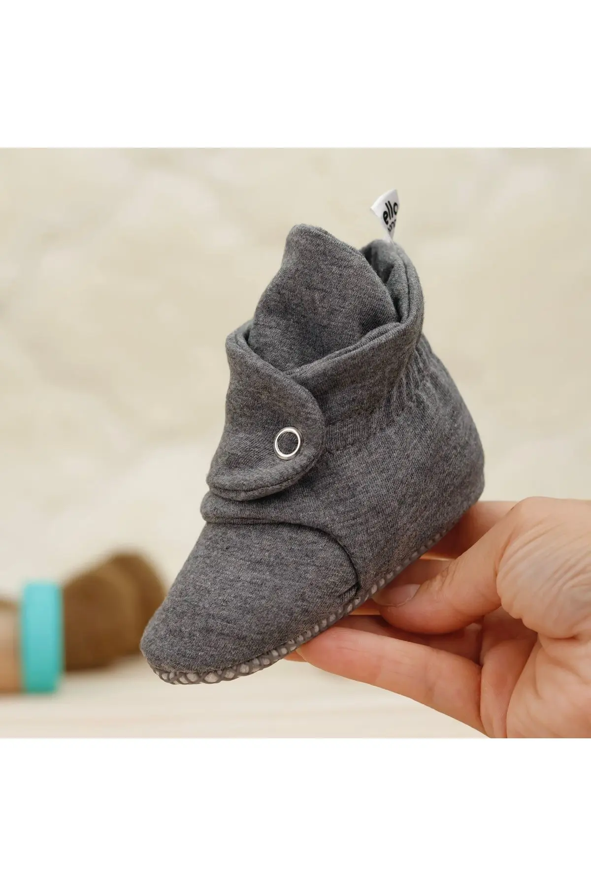 Organik Pamuk Bebek Patiği, Kaydırmaz Taban, Pamuklu Yenidoğan Pandufu Ev Kreş Ayakkabı