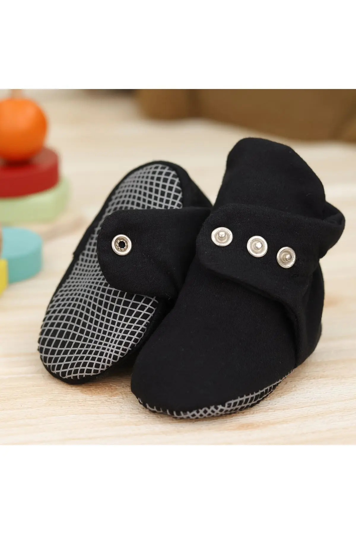 Organik Pamuk Bebek Patiği, Kaydırmaz Taban, Pamuklu Yenidoğan Pandufu Ev Kreş Ayakkabı