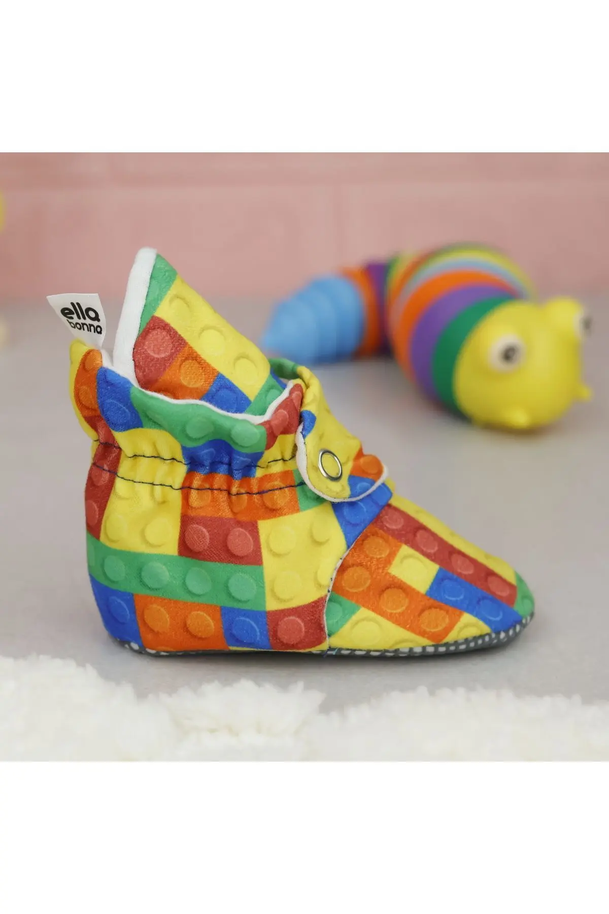 Organik Pamuk Bebek Patiği, Kaydırmaz Taban, Pamuklu Yenidoğan Pandufu Ev Kreş Ayakkabı