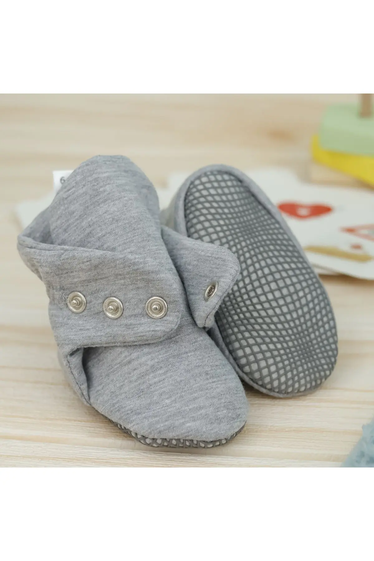 Organik Pamuk Bebek Patiği, Kaydırmaz Taban, Pamuklu Yenidoğan Pandufu Ev Kreş Ayakkabı
