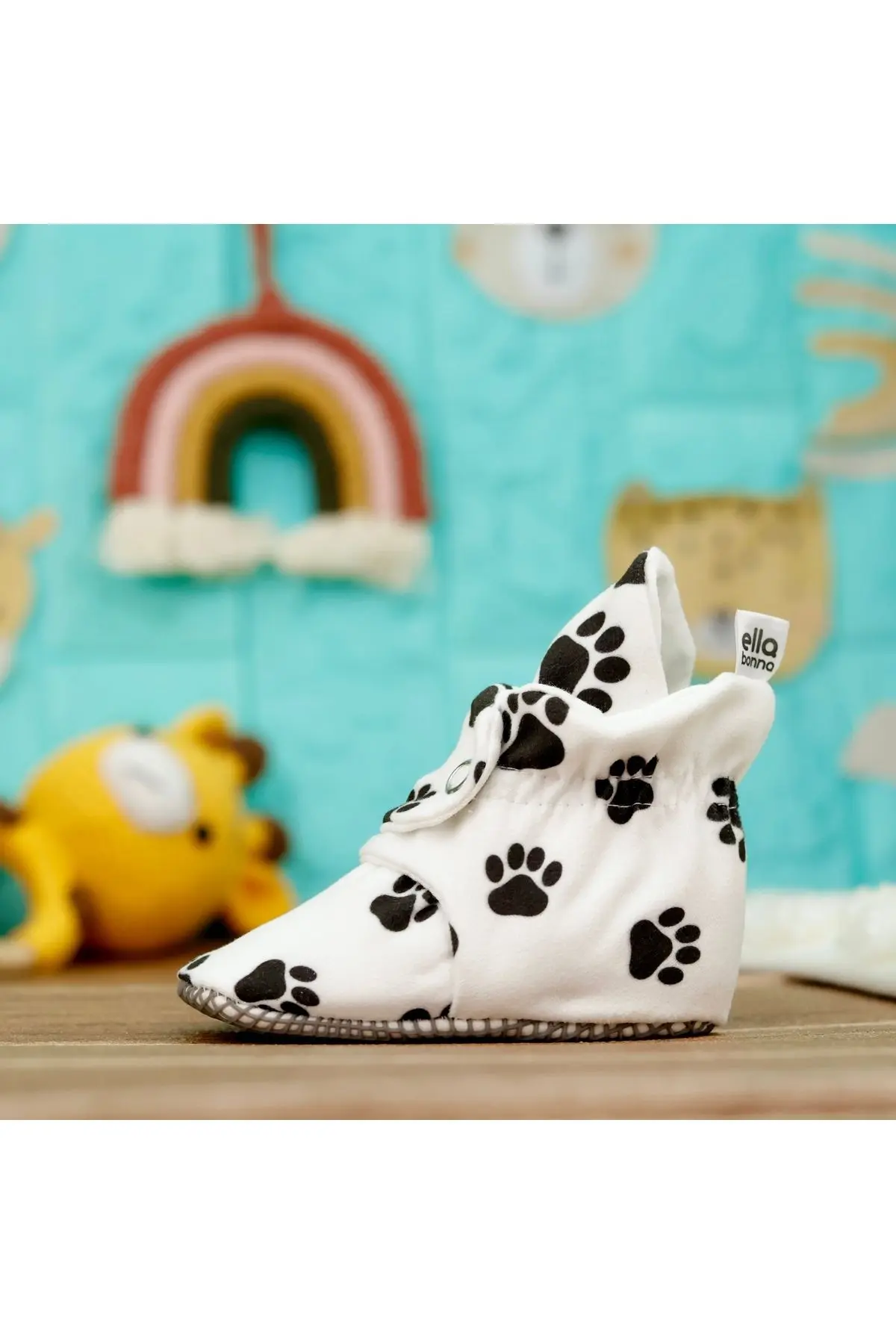 Organik Pamuk Bebek Patiği, Kaydırmaz Taban, Pamuklu Yenidoğan Pandufu Ev Kreş Ayakkabısı