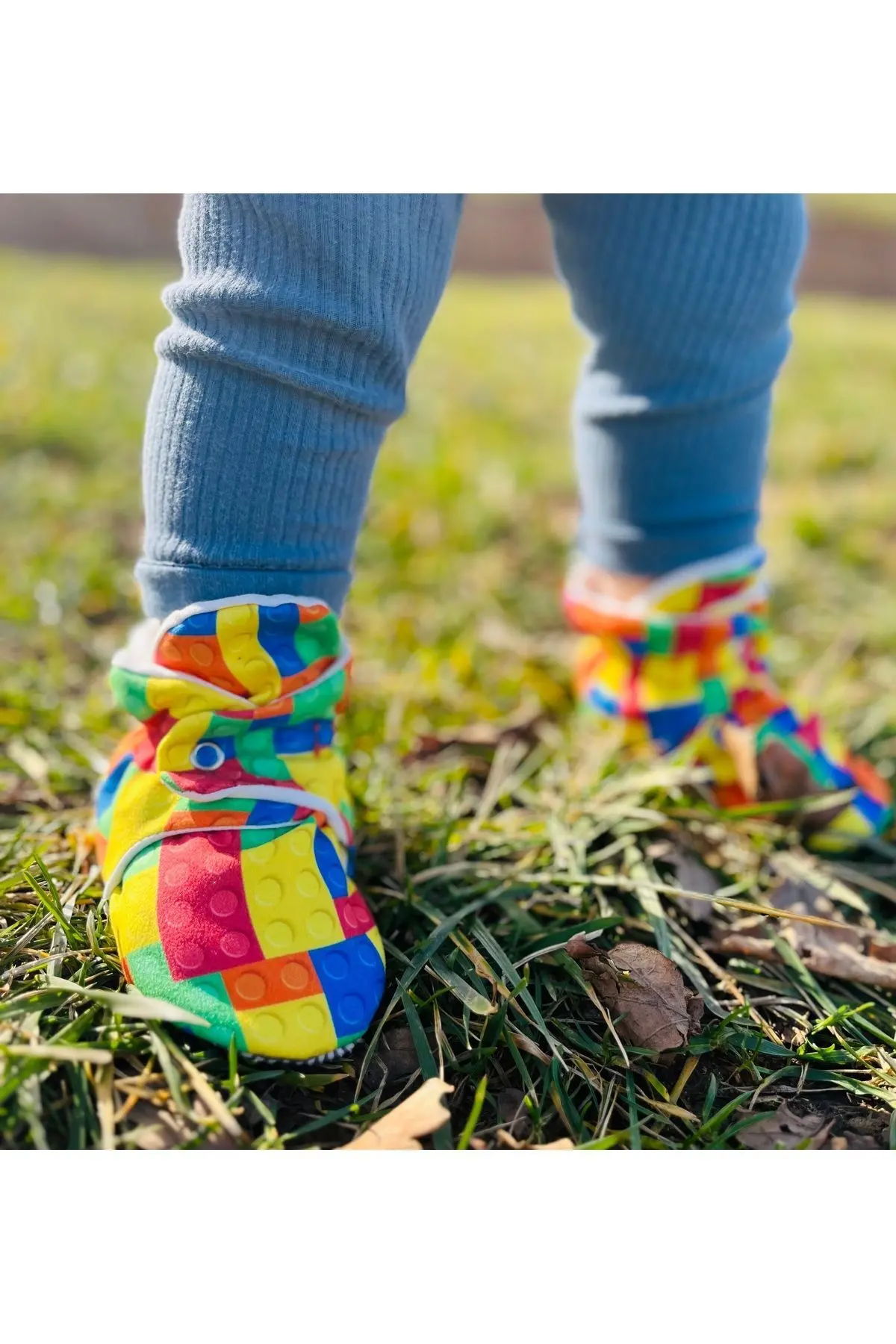 Organik Pamuk Bebek Patiği, Kaydırmaz Taban, Pamuklu Yenidoğan Pandufu Ev Kreş Ayakkabı
