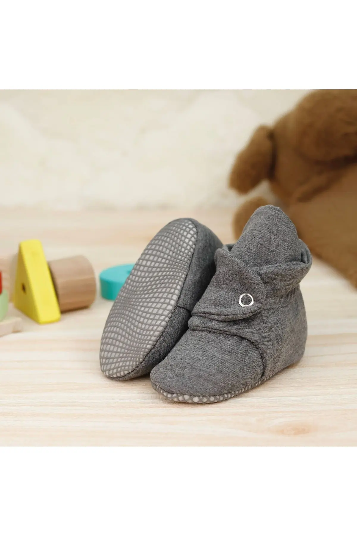Organik Pamuk Bebek Patiği, Kaydırmaz Taban, Pamuklu Yenidoğan Pandufu Ev Kreş Ayakkabı