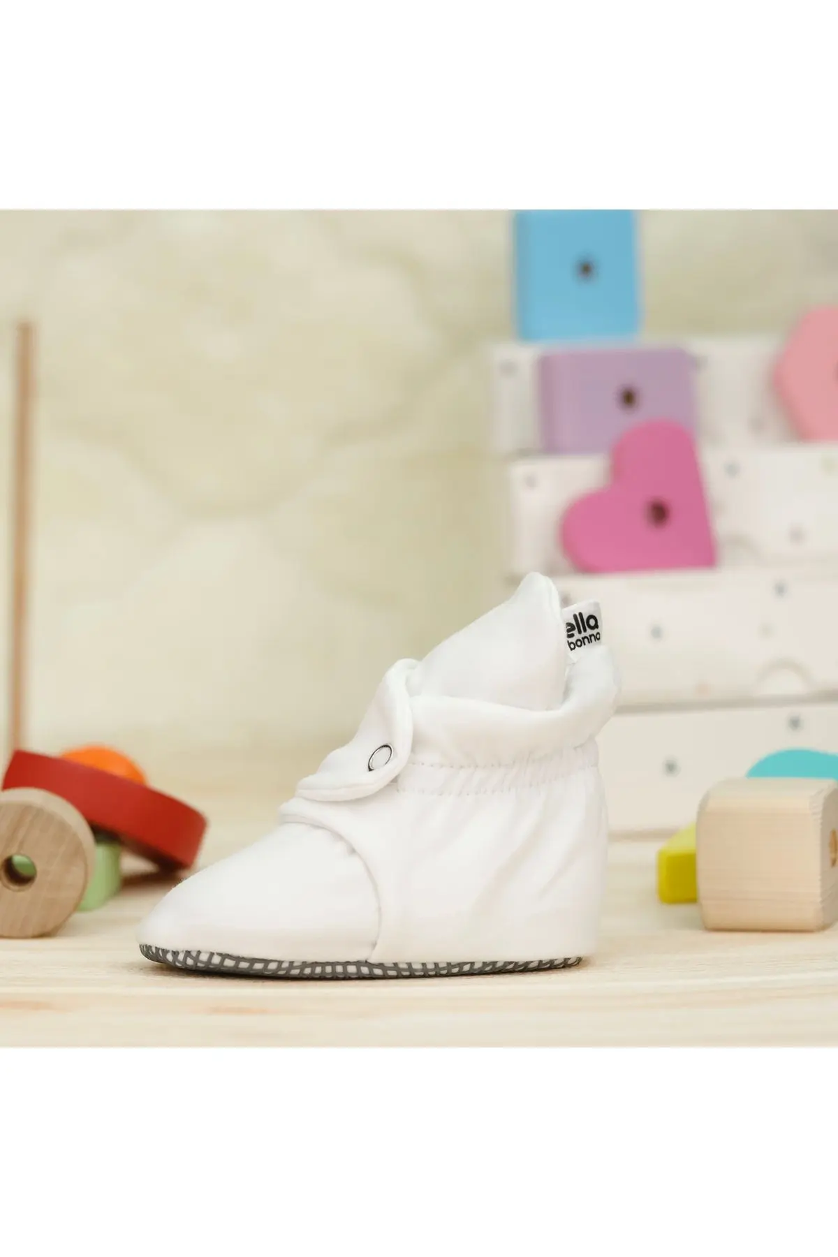 Organik Pamuk Bebek Patiği, Kaydırmaz Taban, Pamuklu Yenidoğan Pandufu Ev Kreş Ayakkabısı