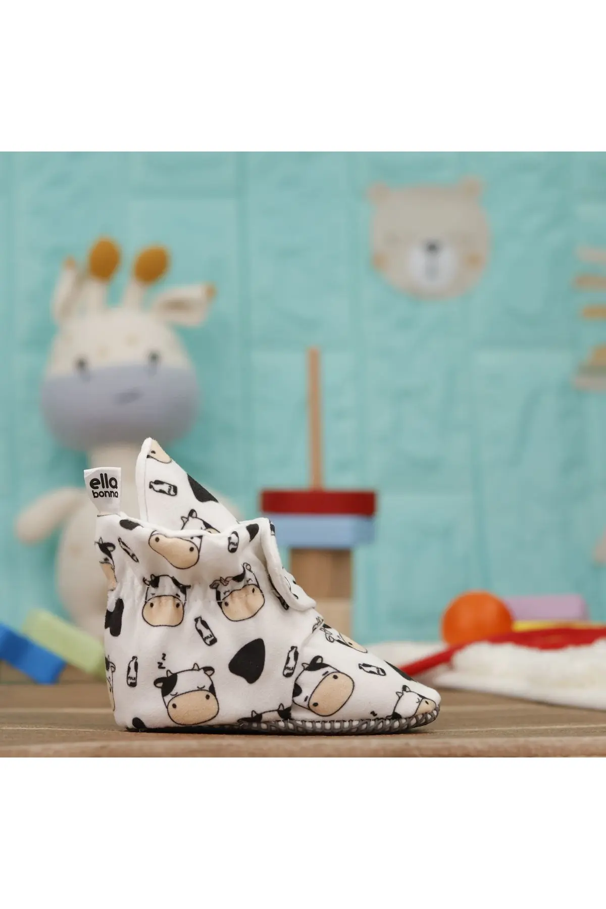 Organik Pamuk Bebek Patiği, Kaydırmaz Taban, Pamuklu Yenidoğan Pandufu Ev Kreş Ayakkabı