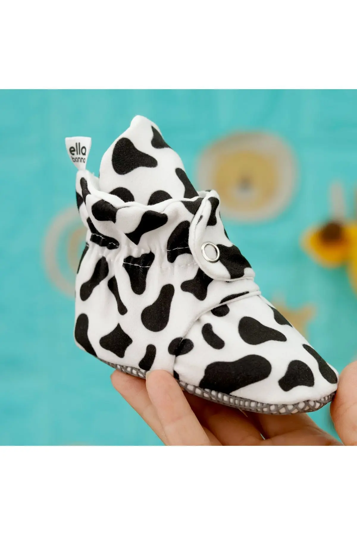 Organik Pamuk Bebek Patiği, Kaydırmaz Taban, Pamuklu Yenidoğan Pandufu Ev Kreş Ayakkabısı