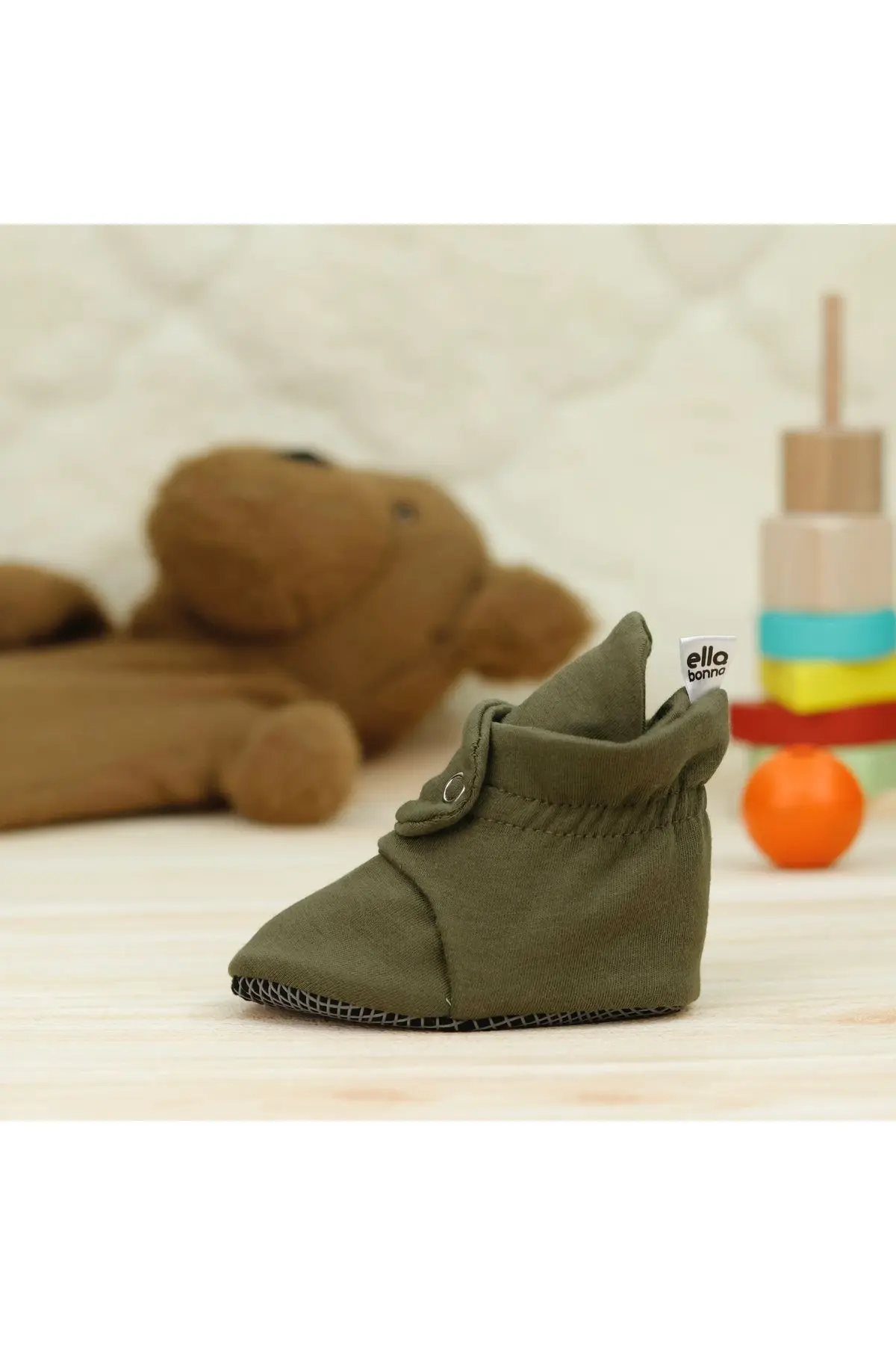 Organik Pamuk Bebek Patiği, Kaydırmaz Taban, Pamuklu Yenidoğan Pandufu Ev Kreş Ayakkabı