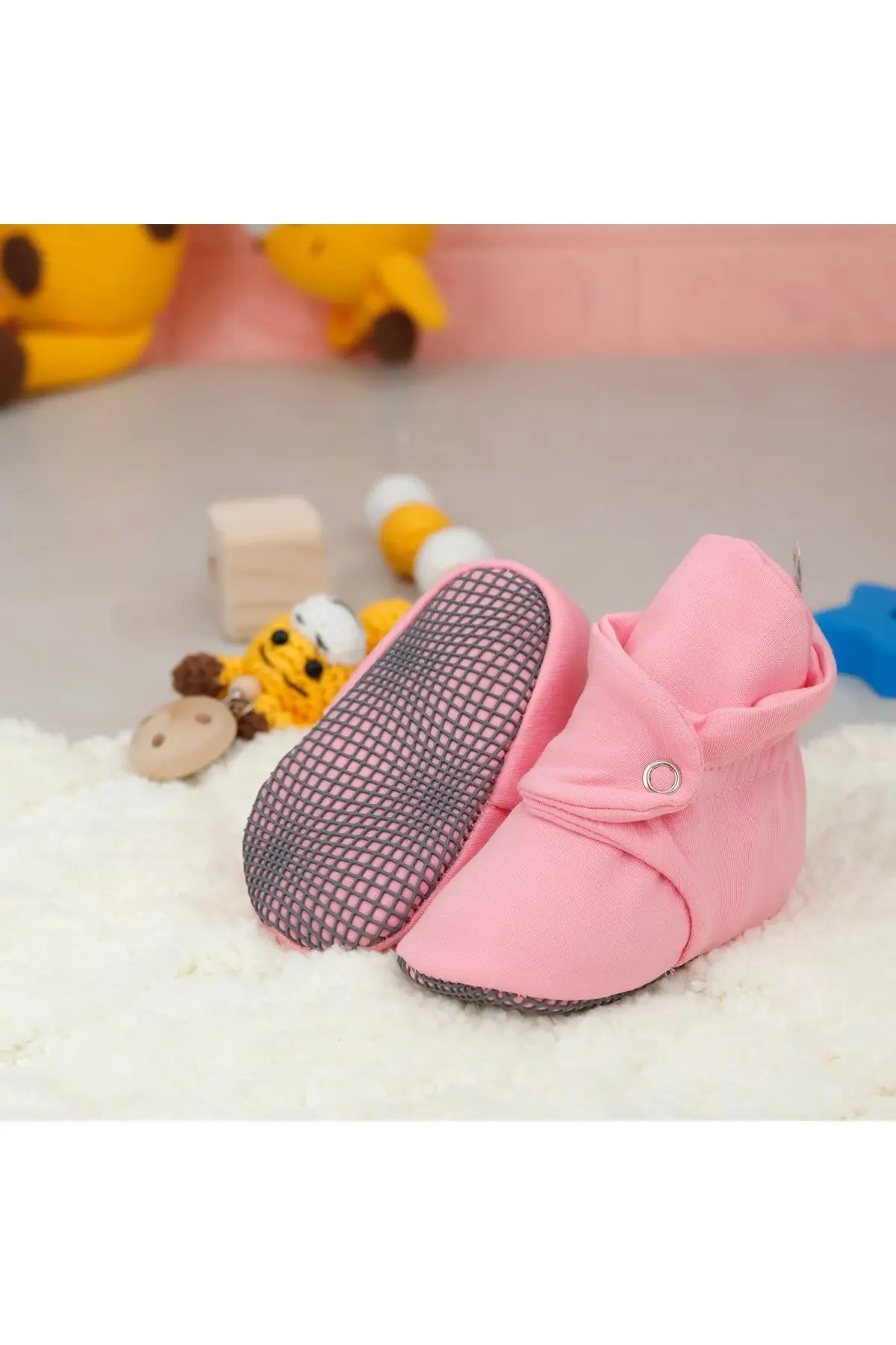 Organik Pamuk Bebek Patiği, Kaydırmaz Taban, Pamuklu Yenidoğan Pandufuev Kreş Ayakkabı