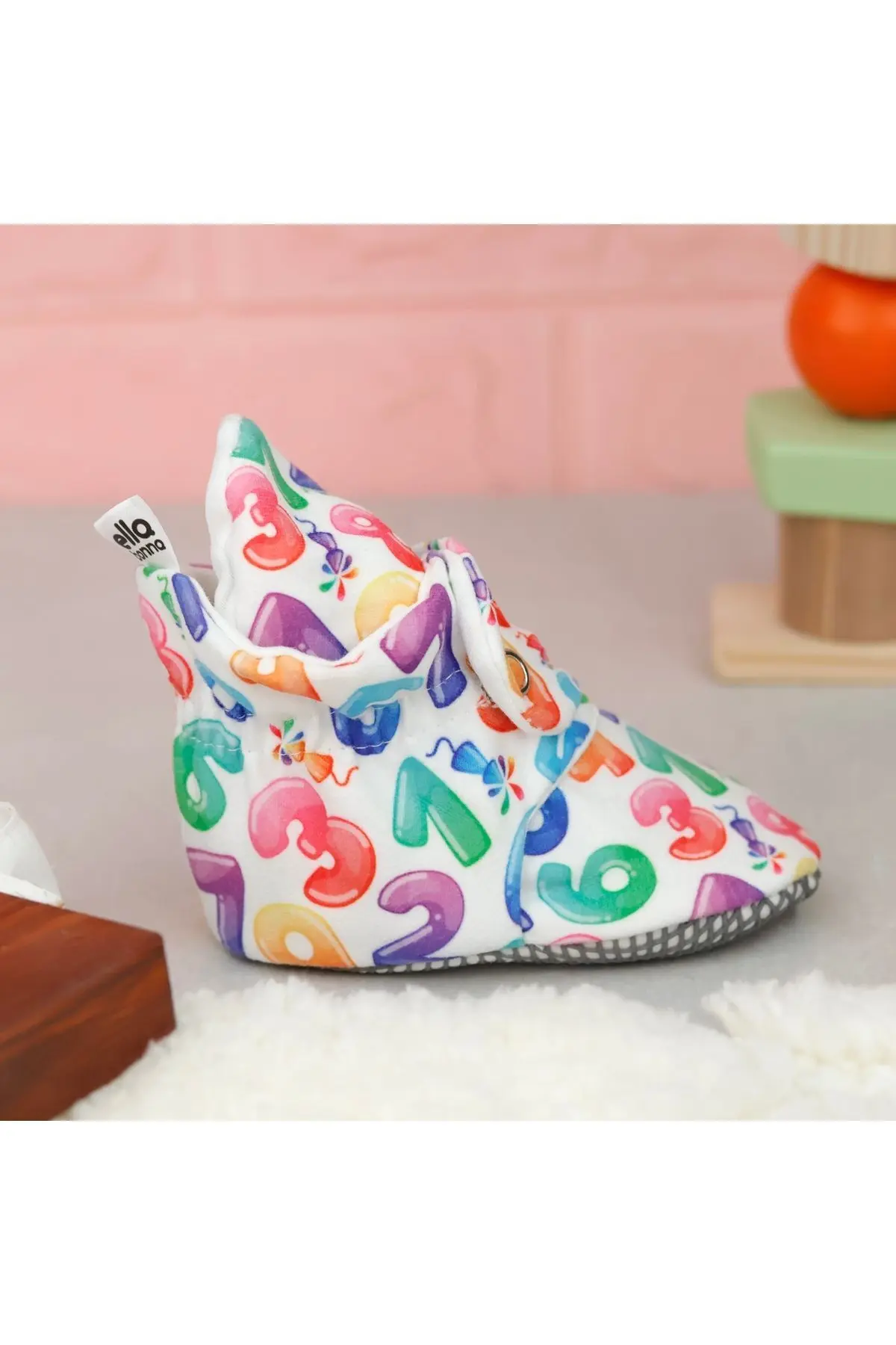 Organik Pamuk Bebek Patiği, Kaydırmaz Taban, Pamuklu Yenidoğan Pandufu Ev Kreş Ayakkabısı