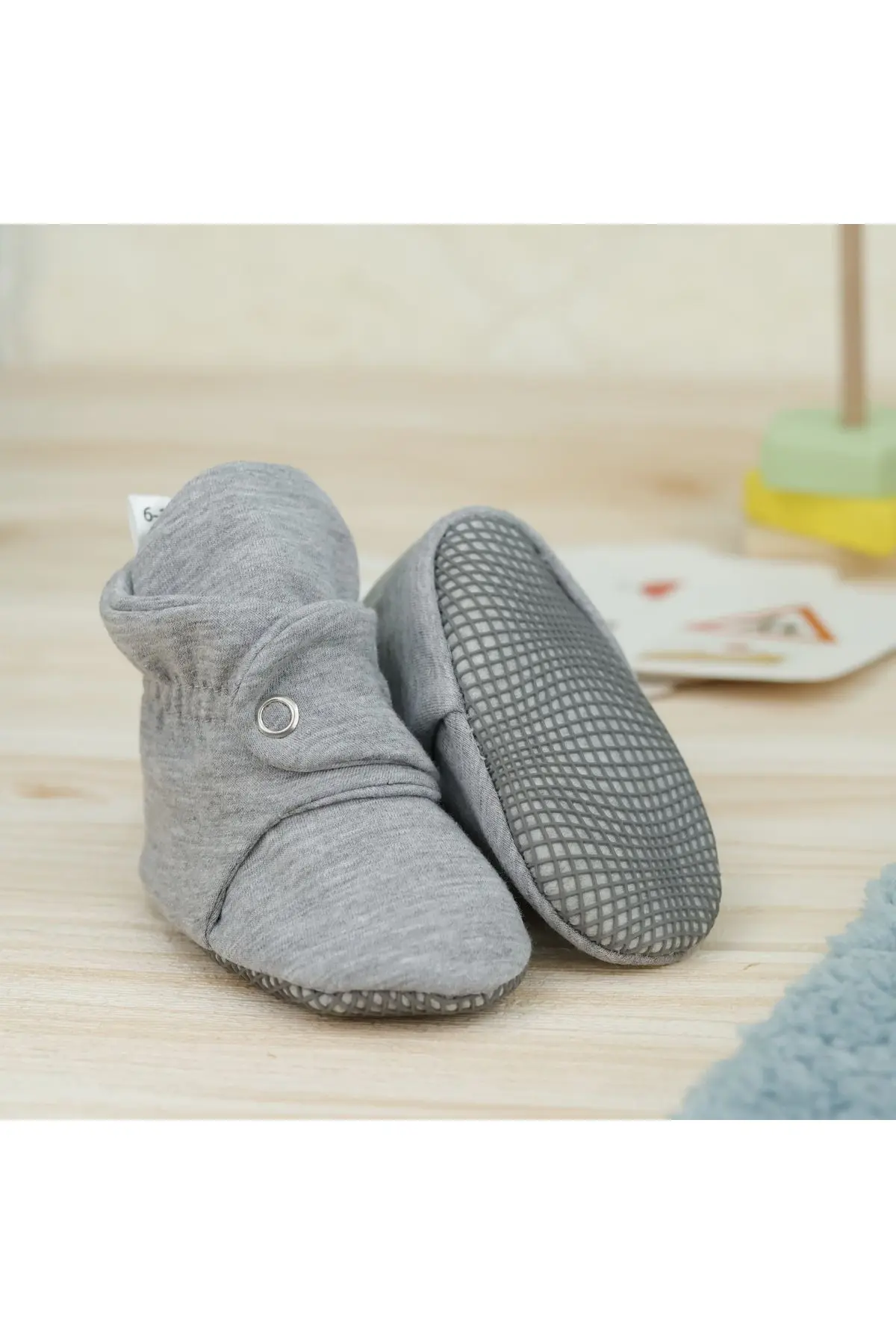 Organik Pamuk Bebek Patiği, Kaydırmaz Taban, Pamuklu Yenidoğan Pandufu Ev Kreş Ayakkabı