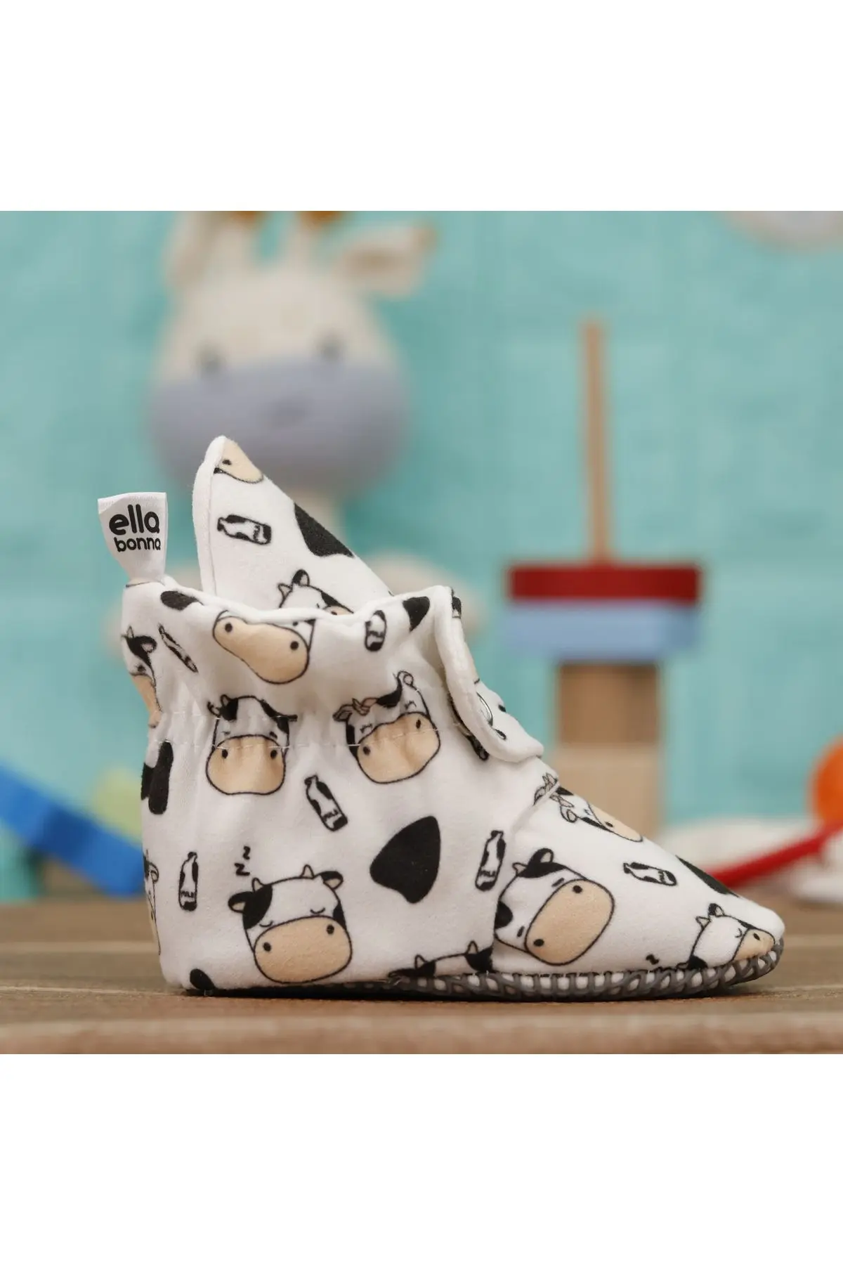 Organik Pamuk Bebek Patiği, Kaydırmaz Taban, Pamuklu Yenidoğan Pandufu Ev Kreş Ayakkabı
