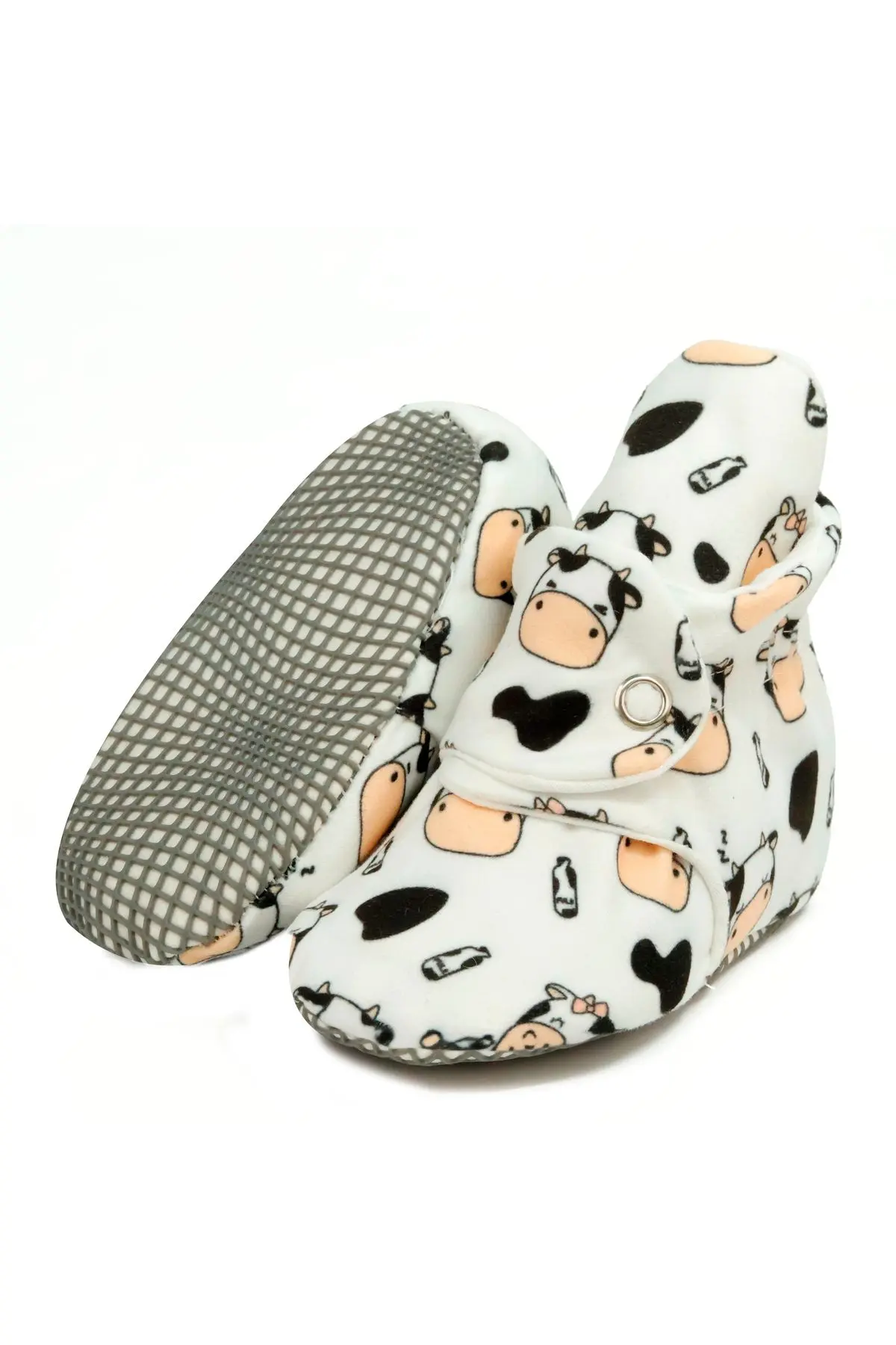 Ella Bonna Organik Pamuk Bebek Patiği, Kaydırmaz Taban, Pamuklu Yenidoğan Pandufu Ev Kreş Ayakkabı