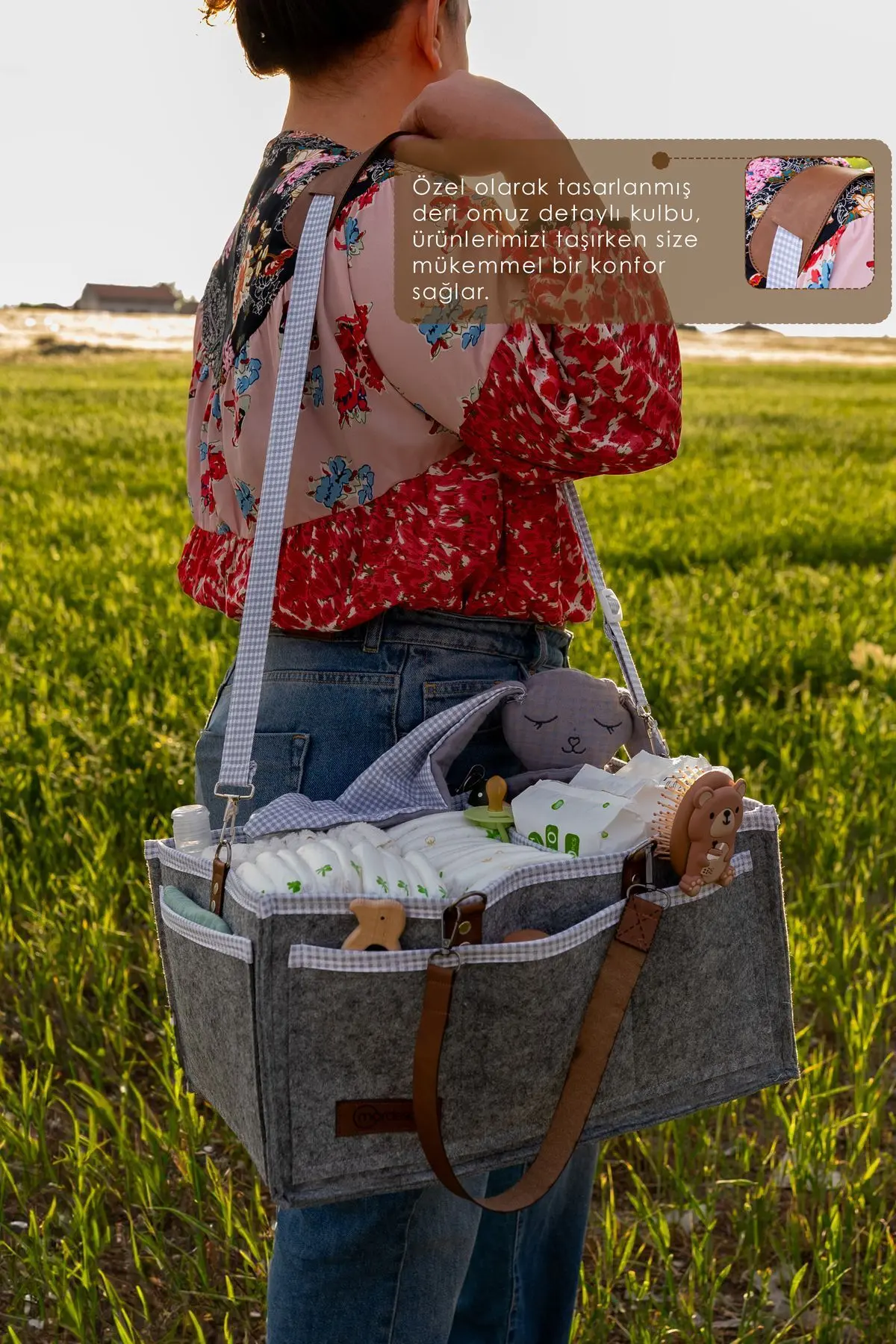 Xl Büyük Boy, Çok Amaçlı Kalın Keçe Anne Bebek Bakım Çantası, Dolap Içi Organizer, Scotch Serisi