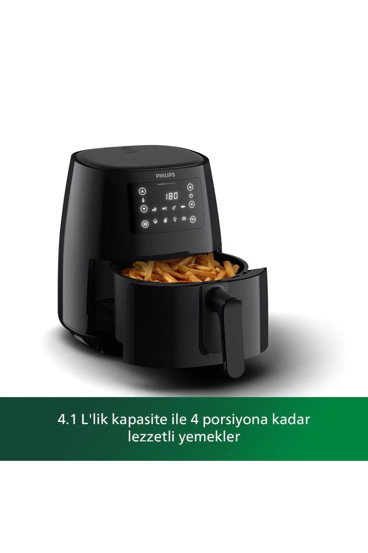 3000 Serisi Airfryer, 0.8kg, 4.1L Kapasite, Siyah, HD9243/90