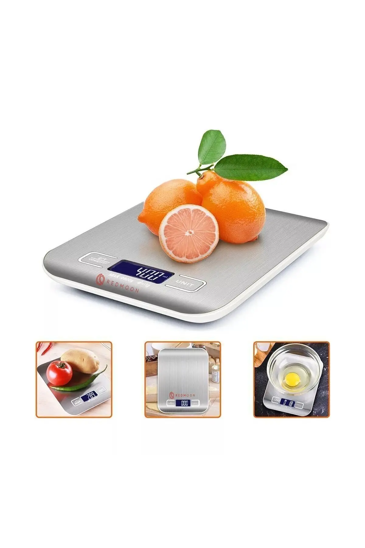 Lüx Dijital Mutfak Terazisi 5 Kg Paslanmaz Çelik Mutfak Tartısı Pil Hediyeli