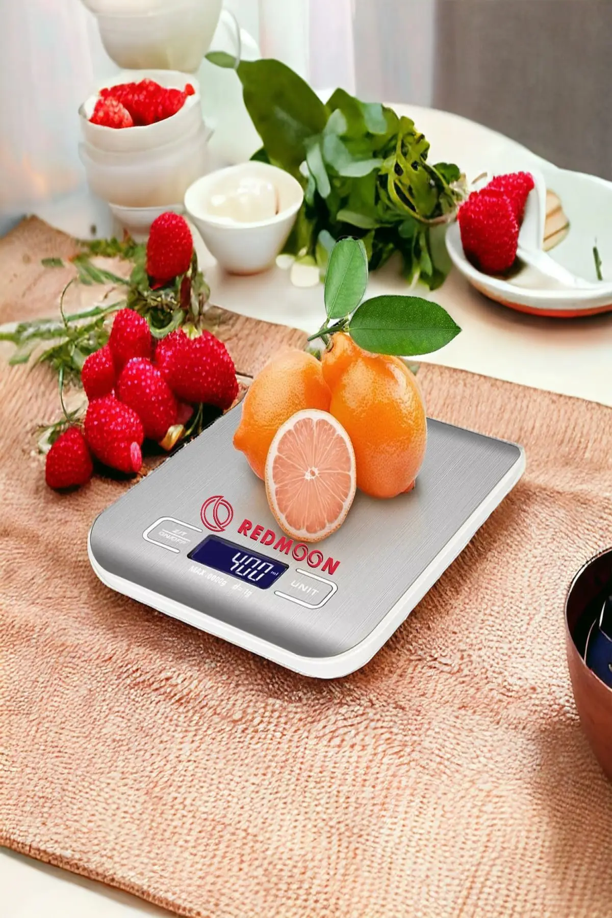 REDMOON Lüx Dijital Mutfak Terazisi 5 Kg Paslanmaz Çelik Mutfak Tartısı Pil Hediyeli