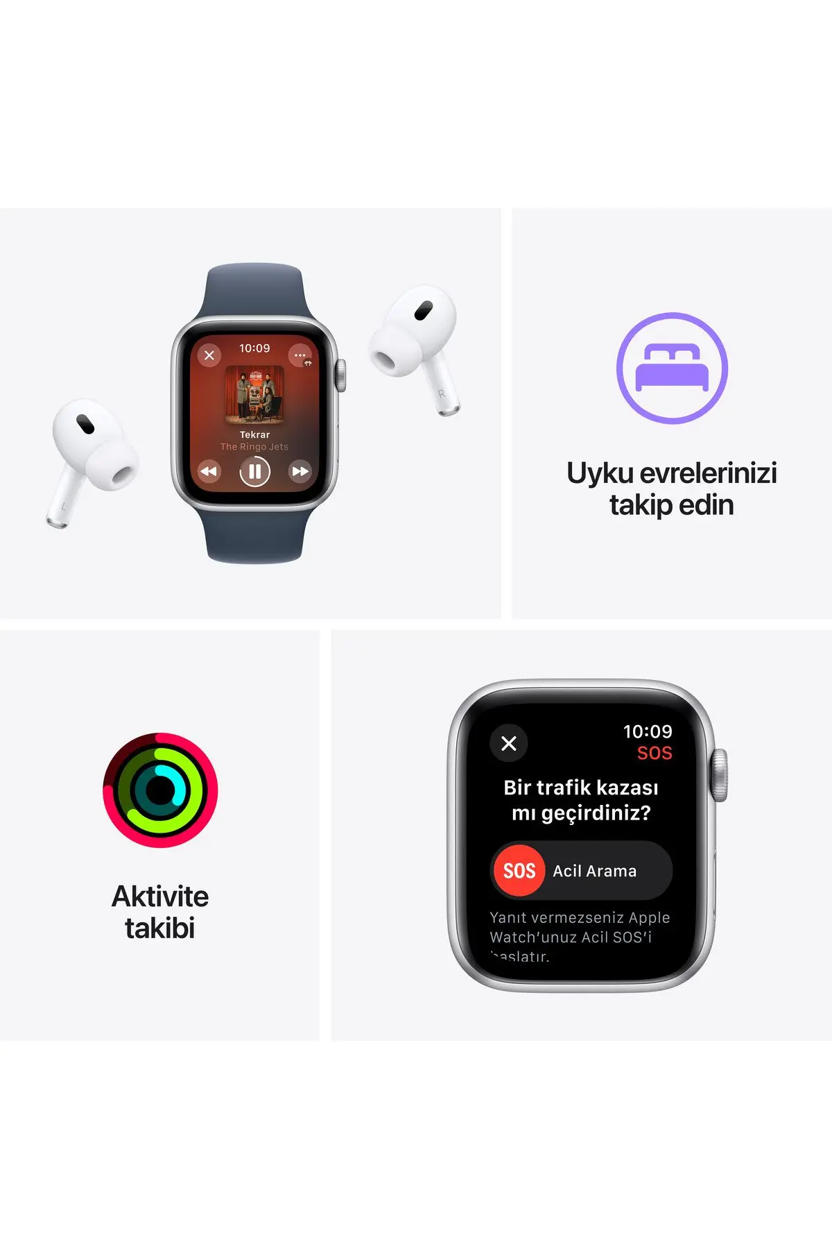 Watch SE GPS 44mm Gümüş Alüminyum Kasa ve Fırtına Mavisi Spor Kordon - S/M