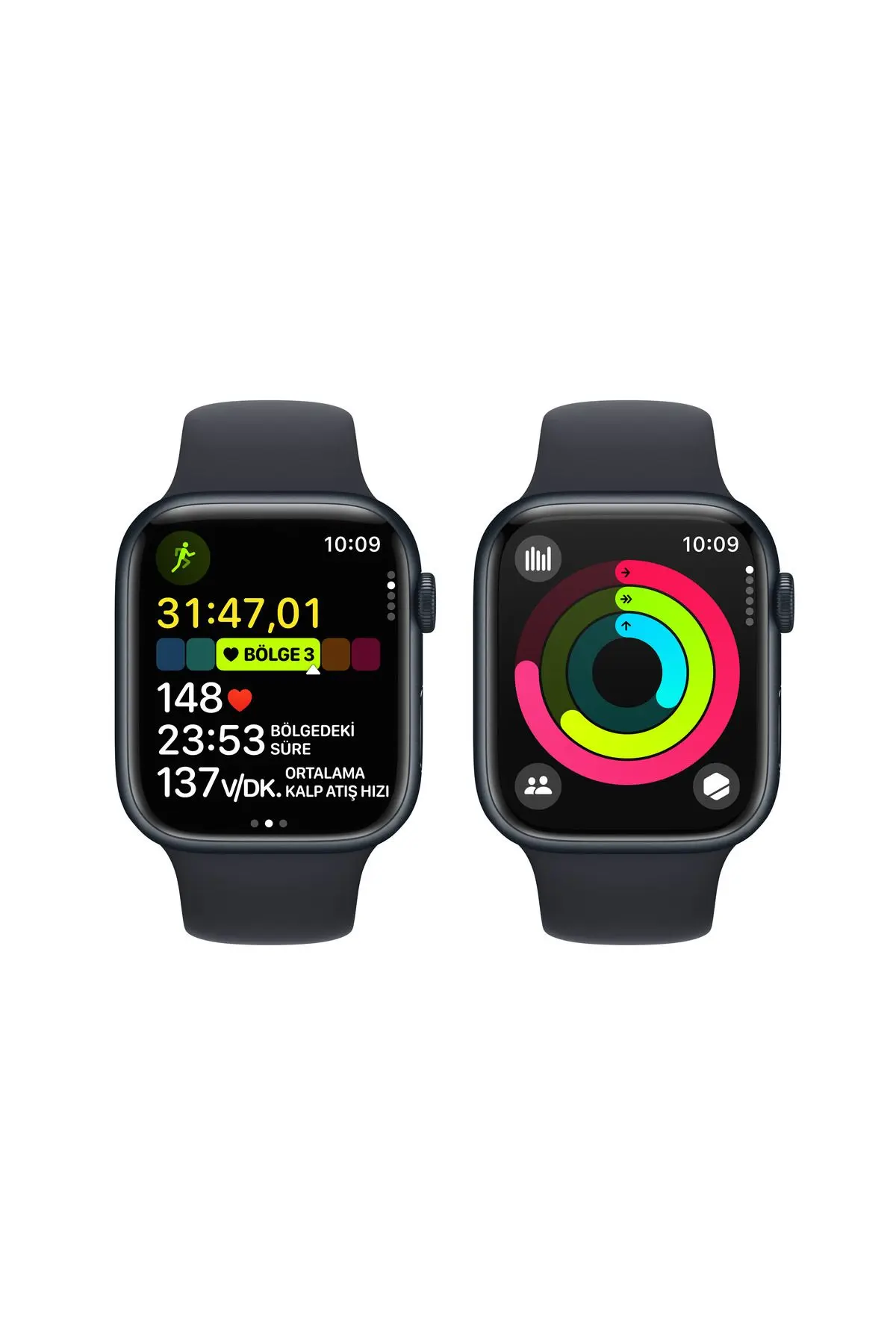 Watch Series 9 GPS 45mm Gece Yarısı Alüminyum Kasa ve Gece Yarısı Spor Kordon - S/M