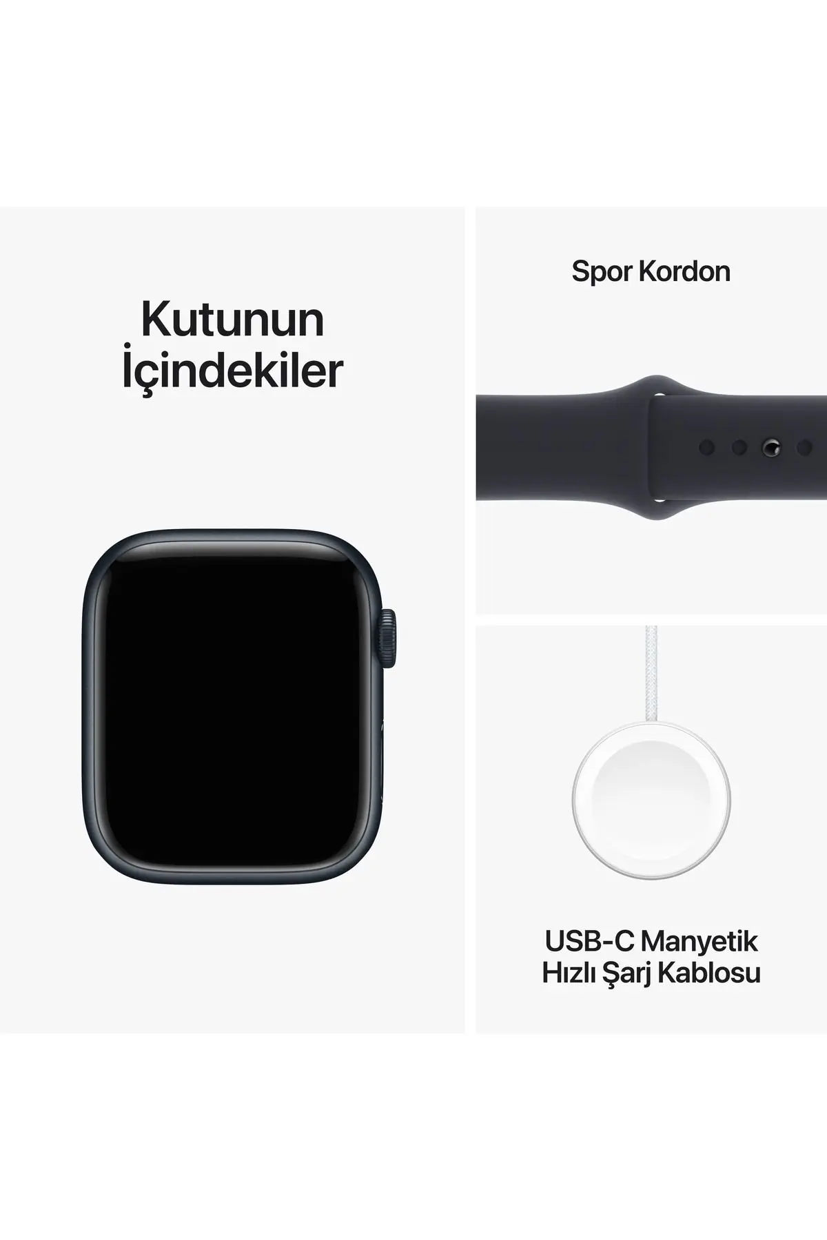 Watch Series 9 GPS 45mm Gece Yarısı Alüminyum Kasa ve Gece Yarısı Spor Kordon - S/M