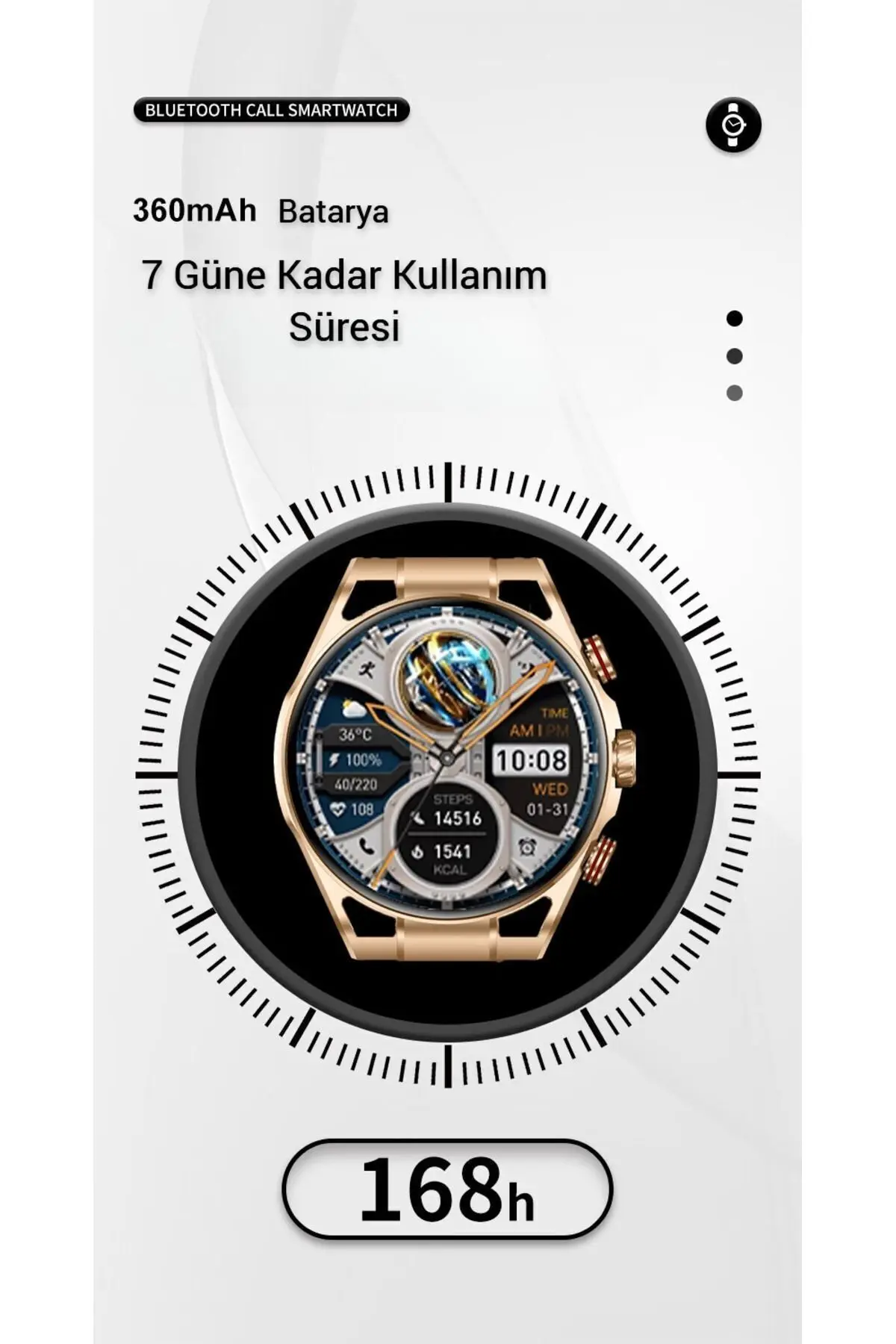 Heyplus GTR  Akıllı Saat Bluetooth 5.2 Sesli Görüşme 1.60 inc Amoled Ekran Siyah