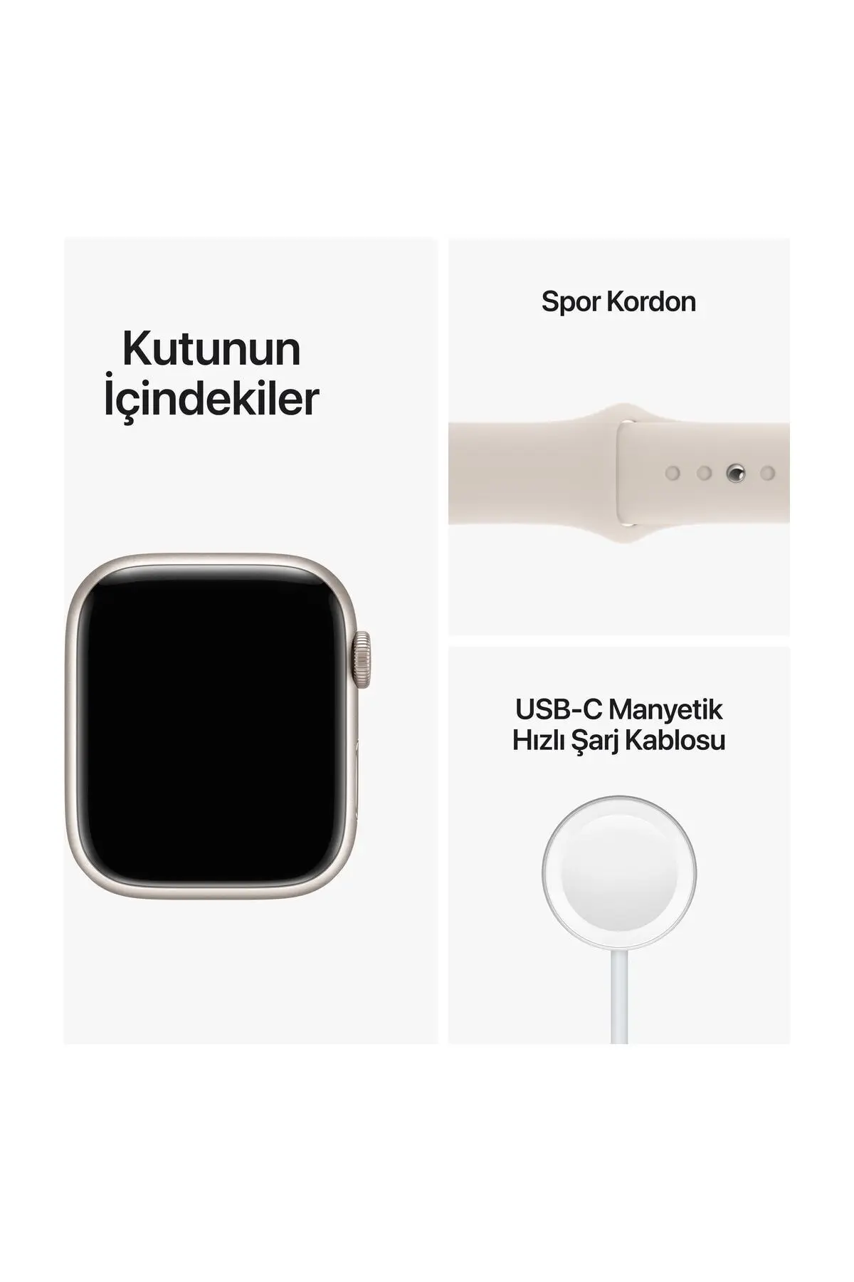 Watch Series 8 45mm GPS Yıldız Işığı Alüminyum Kasa ve Spor Kordon (Apple Türkiye Garantili)