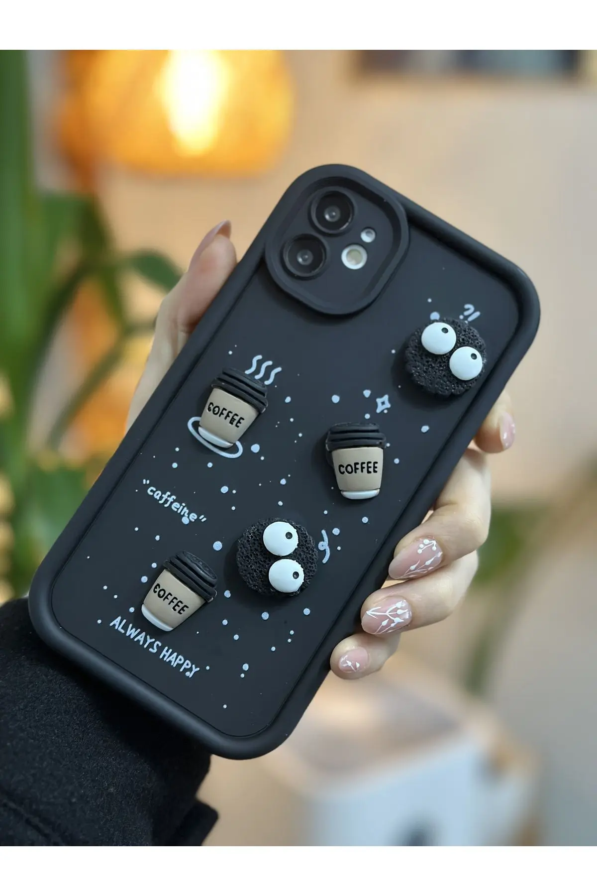 Iphone 11 Tasarımlı Siyah Coffee Kurabiye Yumuşak Silikon Kamera Korumalı Kılıf