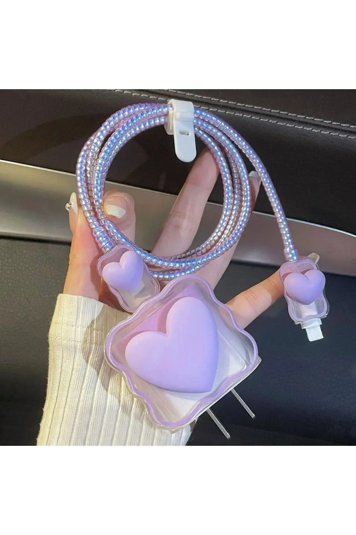 Go Aksesuar iPhone 18/20 W Şarj Cihazı Uyumlu 5 Parça Şarj Koruma Seti Kalp Model