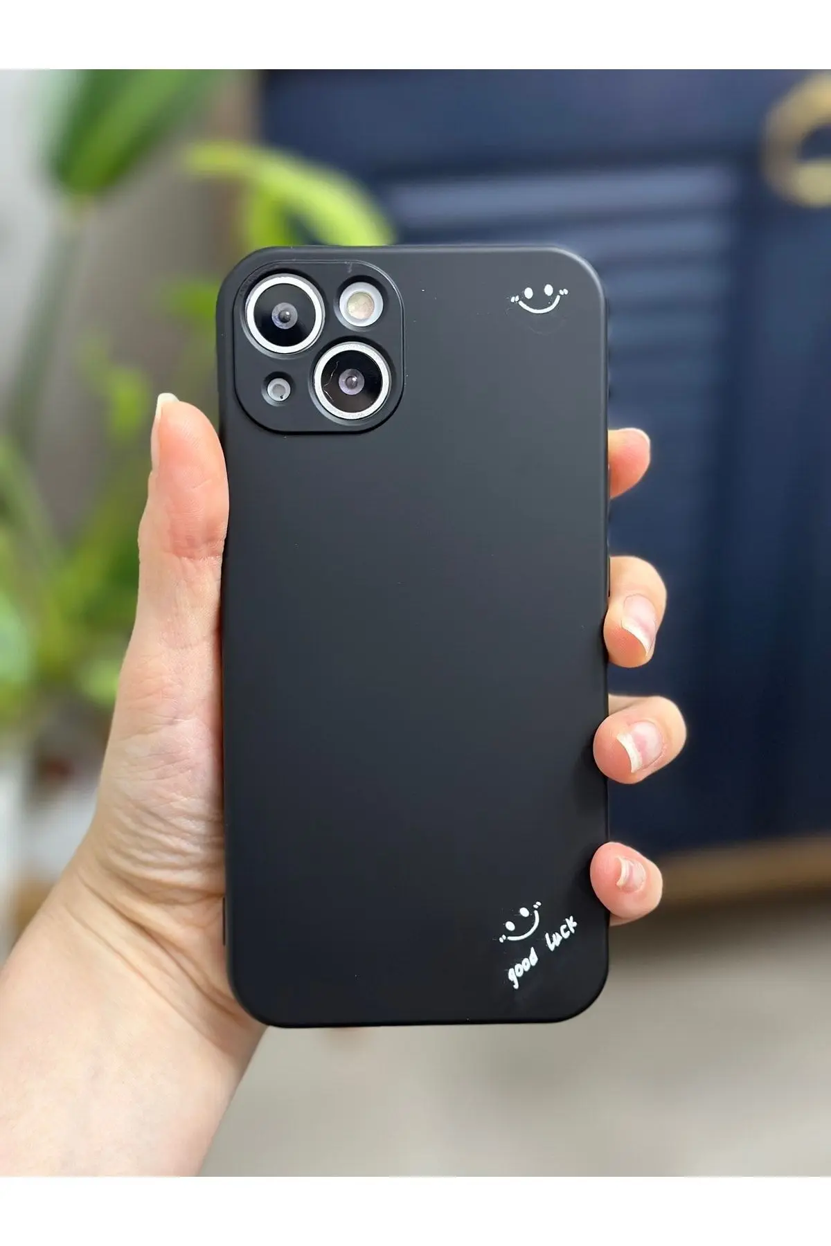 Iphone 13 Kamera Korumalı Içi Kadife Good Luck Tasarımlı Lansman Baskılı Kılıf