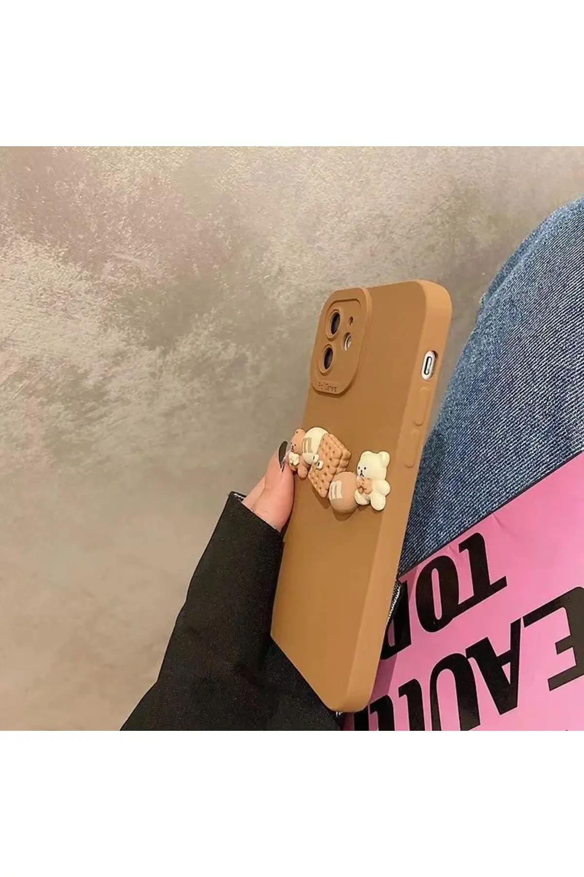 Iphone 11 Uyumlu (12 Görünümlü ) 3d Bisküvi Ve Ayıcıklı Kılıf