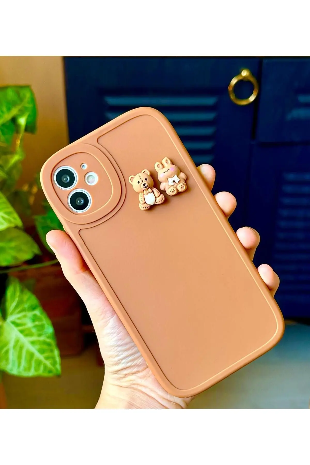 Iphone 11 Yuvarlak Kamera Ayıcık Tasarımlı Yumuşak Silikon Kamera Korumalı Ayıcıklı Kılıf
