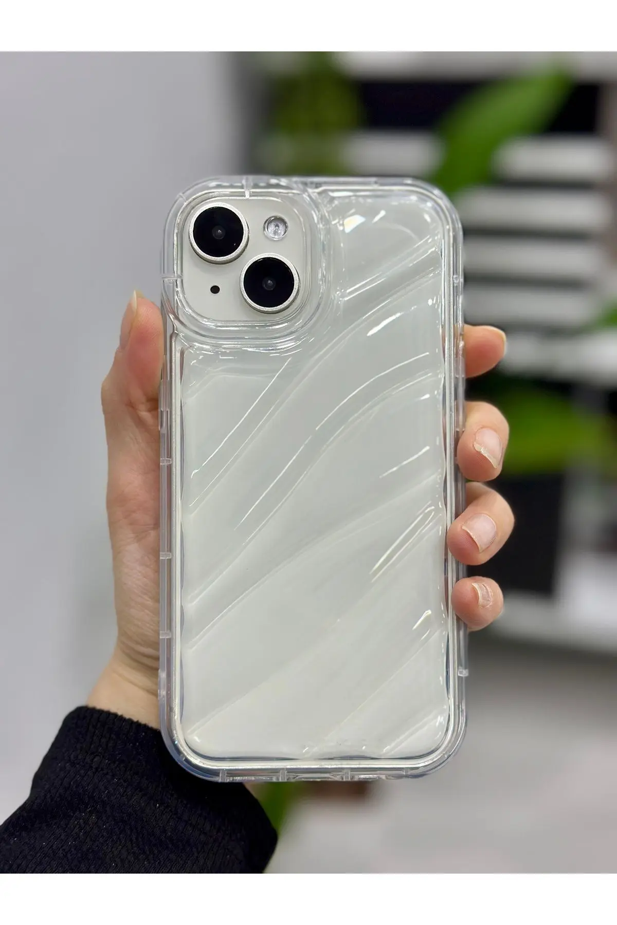 Iphone 13 14 Ve 15 Uyumlu 3d Kabartmalı Snow Hologram Şeffaf Silikon Kılıf