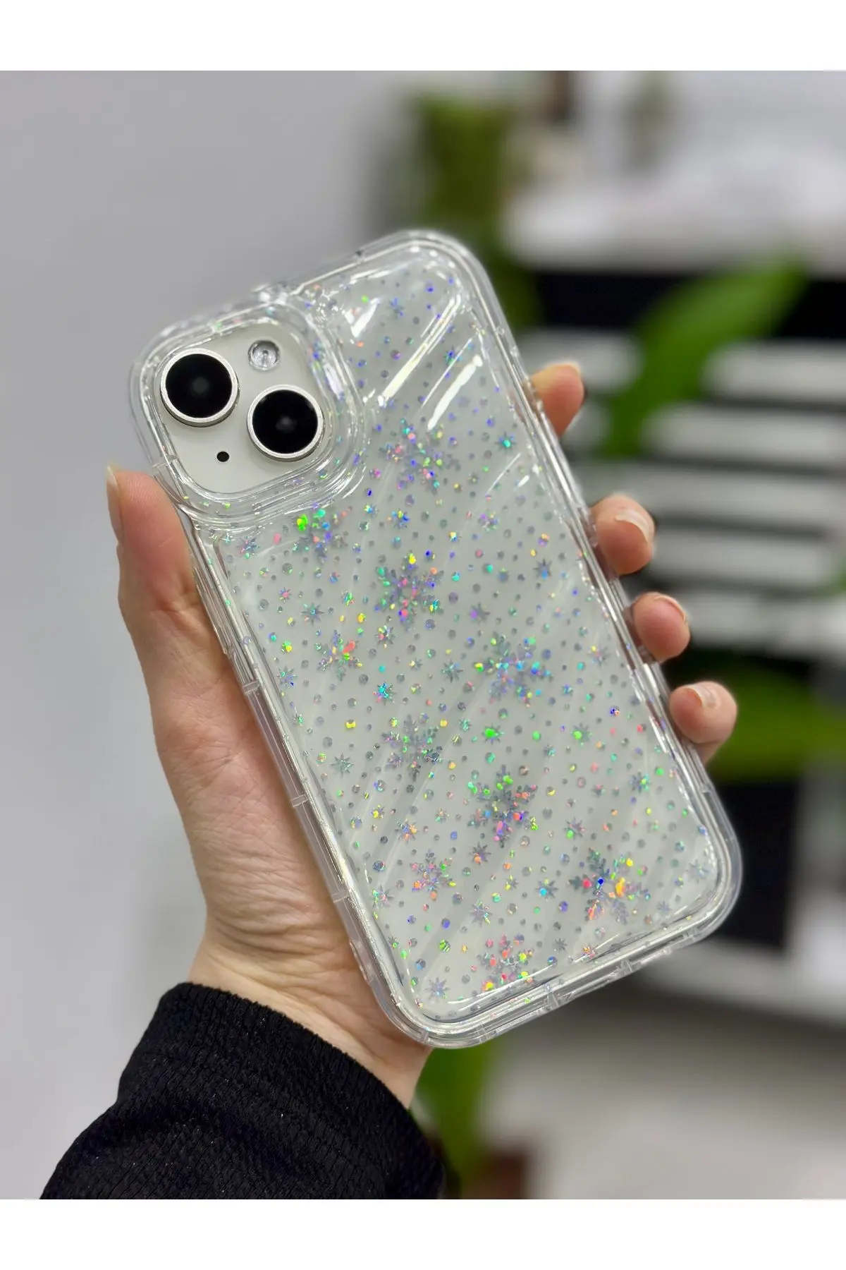 Iphone 13 14 Ve 15 Uyumlu 3d Kabartmalı Snow Hologram Şeffaf Silikon Kılıf