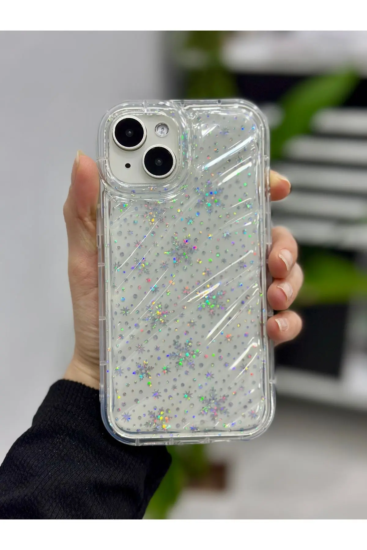 Iphone 13 14 Ve 15 Uyumlu 3d Kabartmalı Snow Hologram Şeffaf Silikon Kılıf