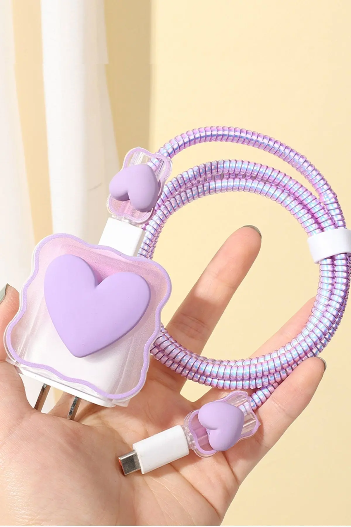 Iphone 18-20w Uyumlu Figürlü Sevimli Şarj Başlığı Adaptörü Örme Kablo Koruyucu Kılıf Koruma Seti