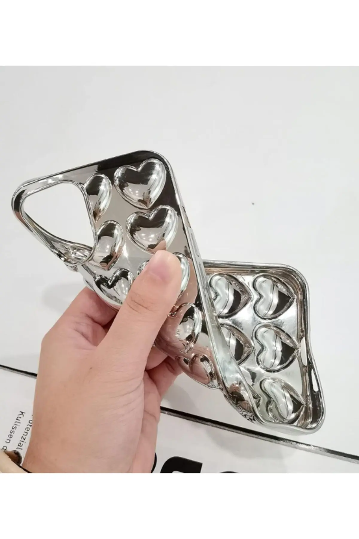Iphone 11 Uyumlu Kılıf Krom Gümüş Kalp Şık Darbelere Karşı Dayanıklı Yumuşak Silikon Kapak