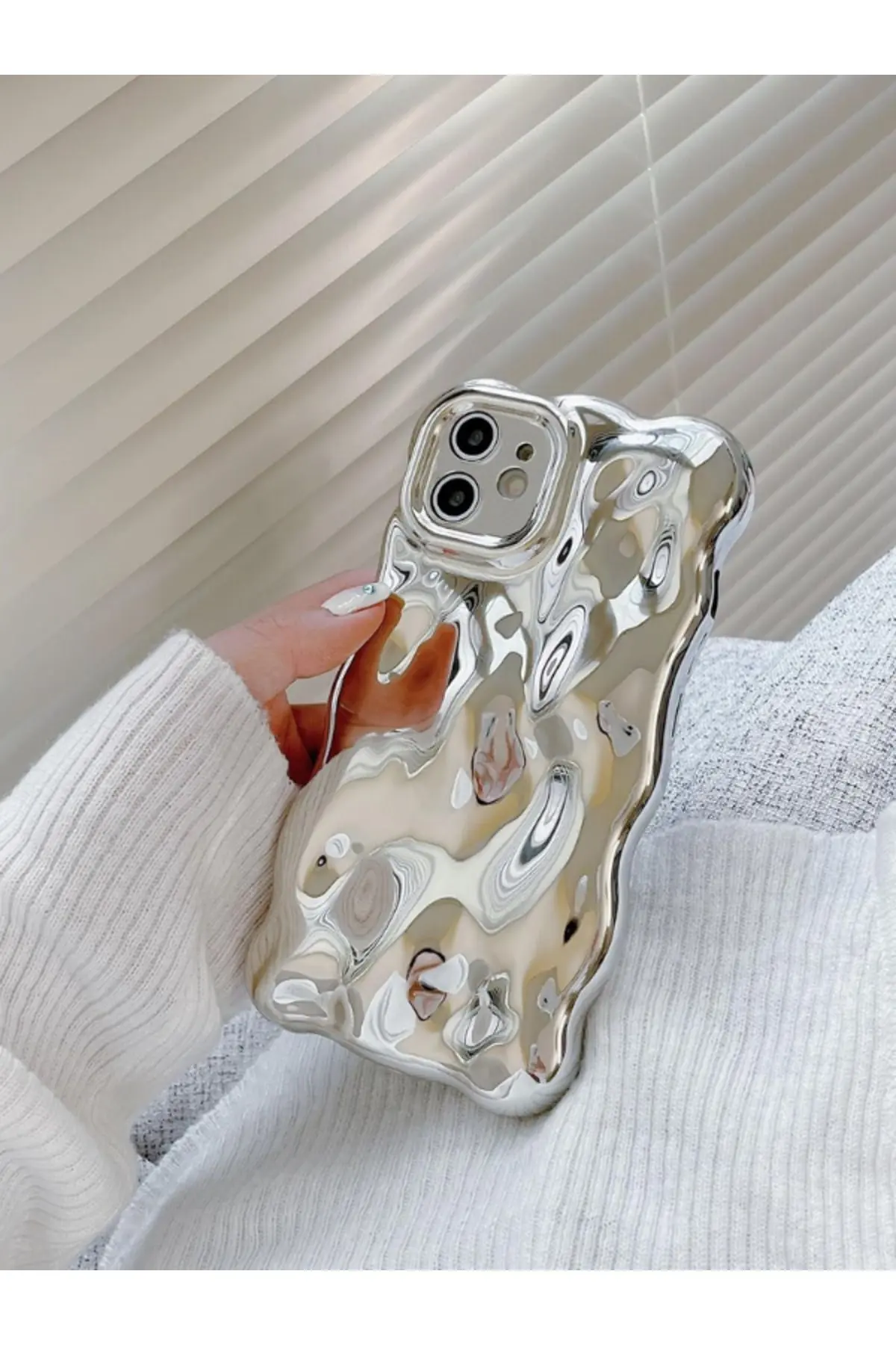 İphone 11 Uyumlu Kılıf Wave Parlak Dalgalı Şık Darbelere Karşı Dayanıklı Kamera Korumalı Esnek Kapak