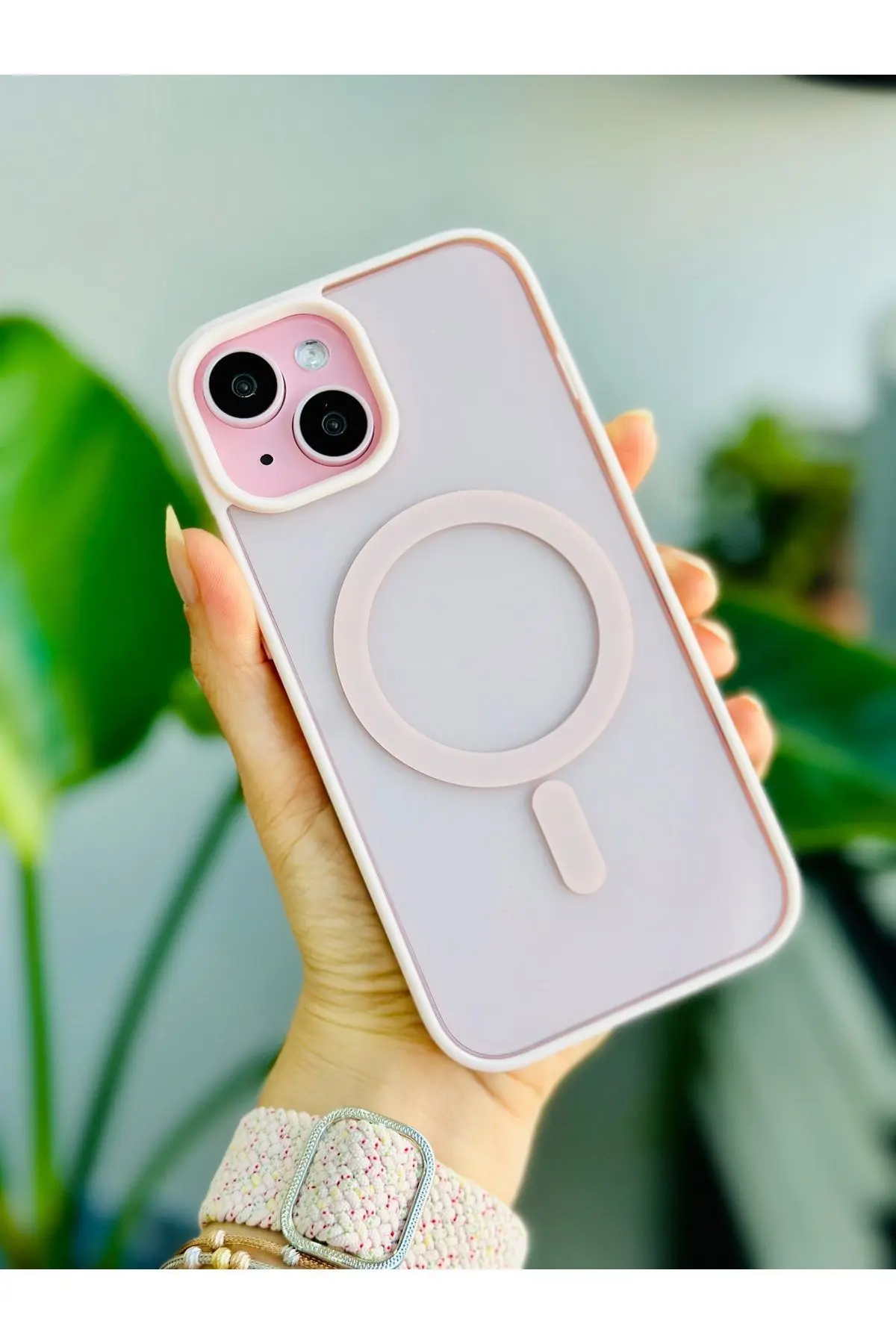 Iphone 13 - 14 VE 15  Uyumlu MAGSAFE Özellikli Renkli Şeffaf Kılıf