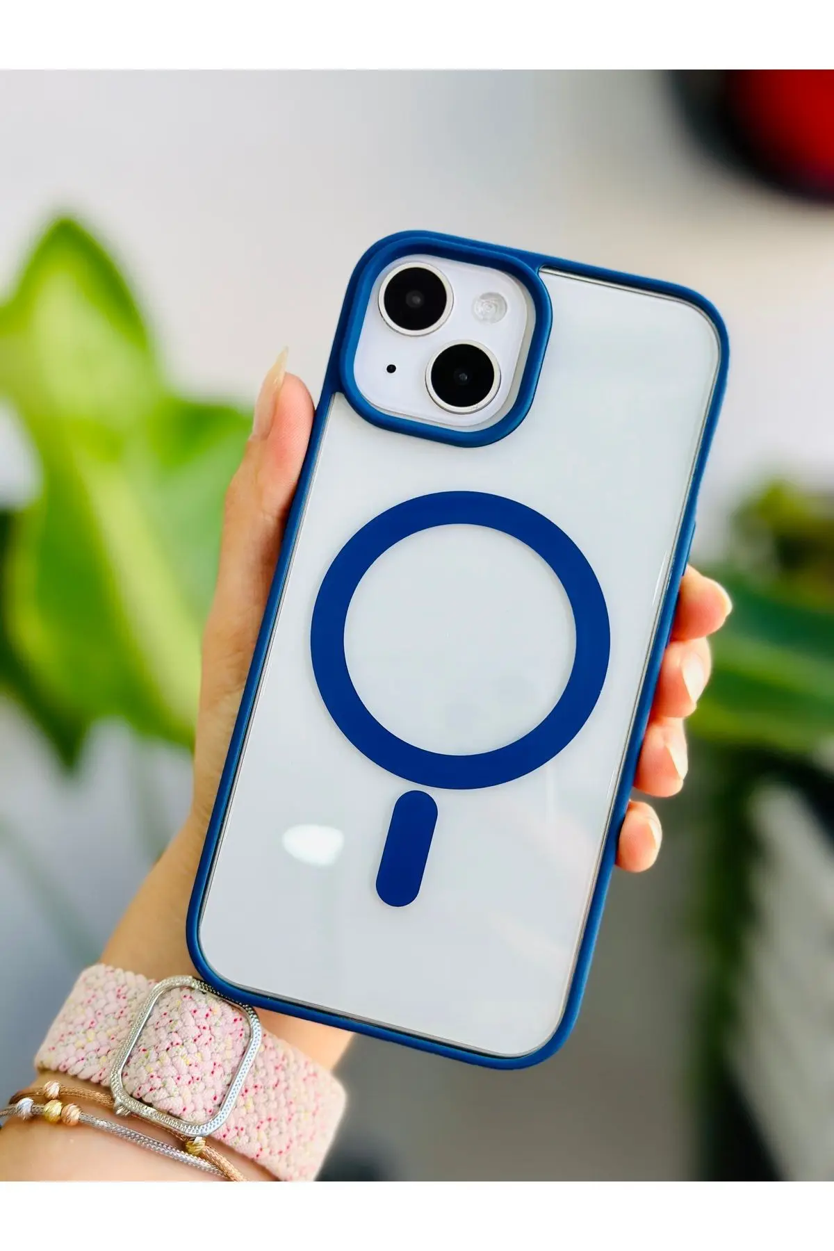 Iphone 13 - 14 VE 15  Uyumlu MAGSAFE Özellikli Renkli Şeffaf Kılıf