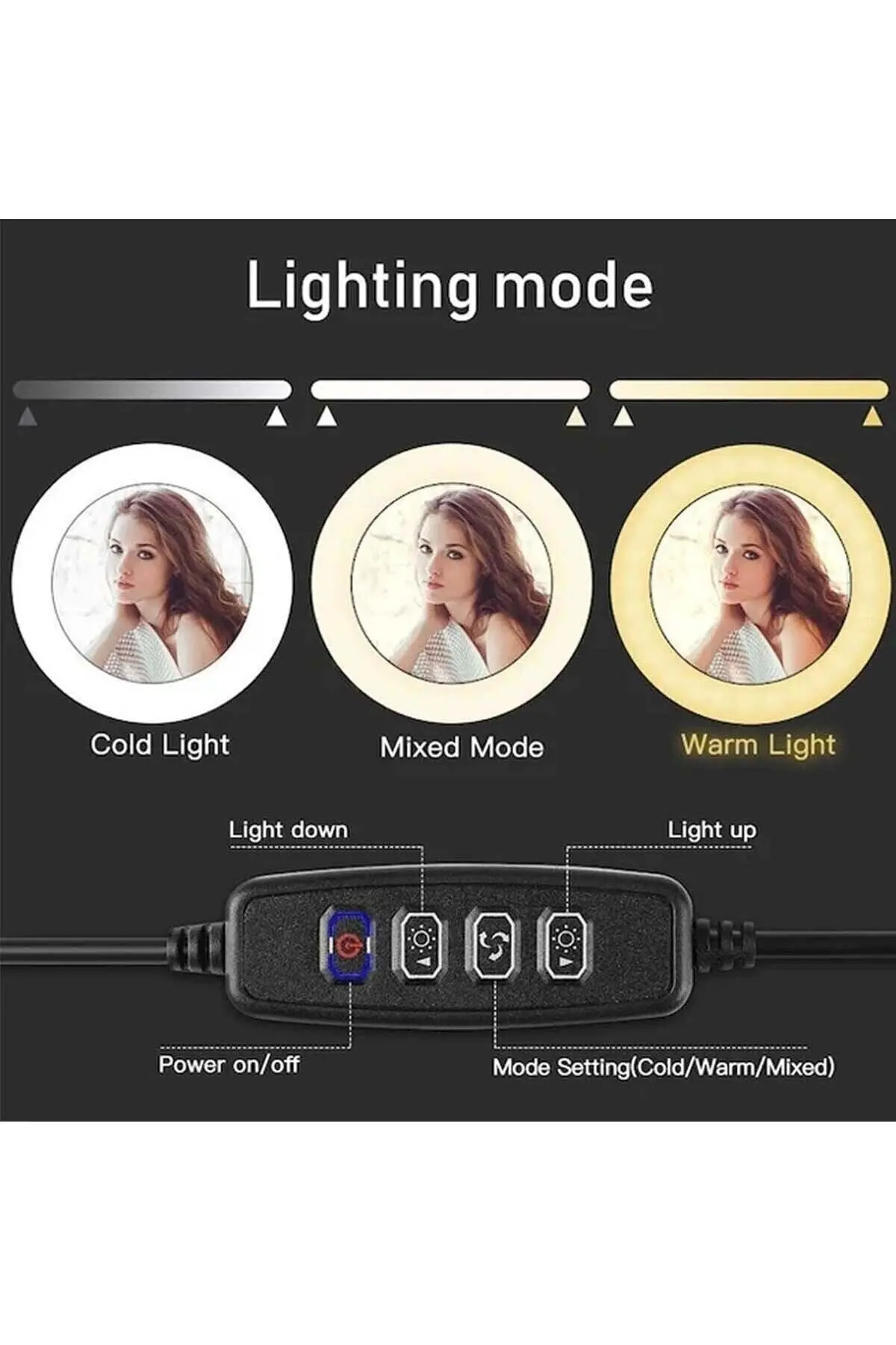 10ınç Youtuber Led Işıklı Tripod Selfie Makyaj Işığı Sürekli Ring Light 26cm 2.1 M Ayaklı Tripot