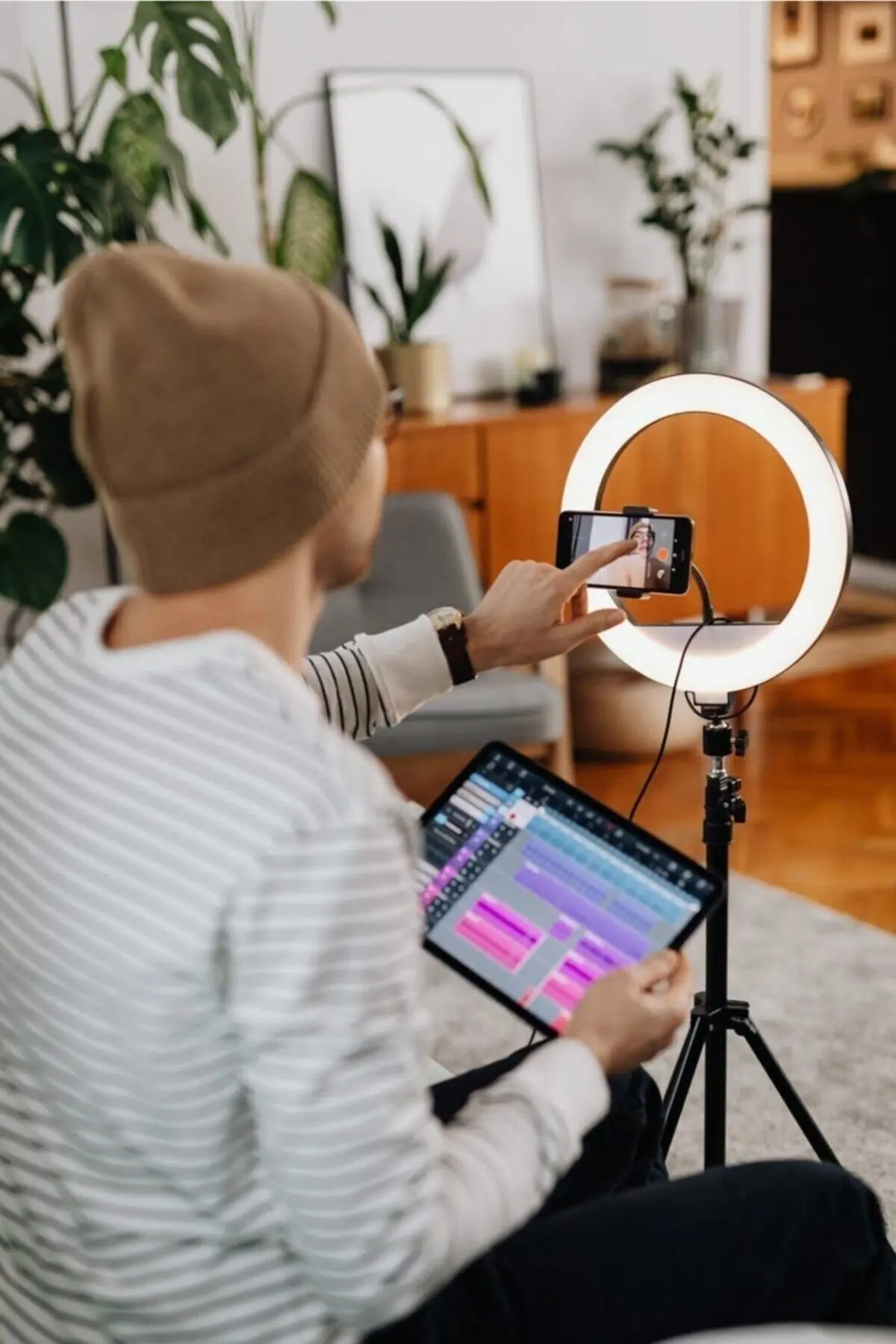 10ınç Youtuber Led Işıklı Tripod Selfie Makyaj Işığı Sürekli Ring Light 26cm 2.1 M Ayaklı Tripot