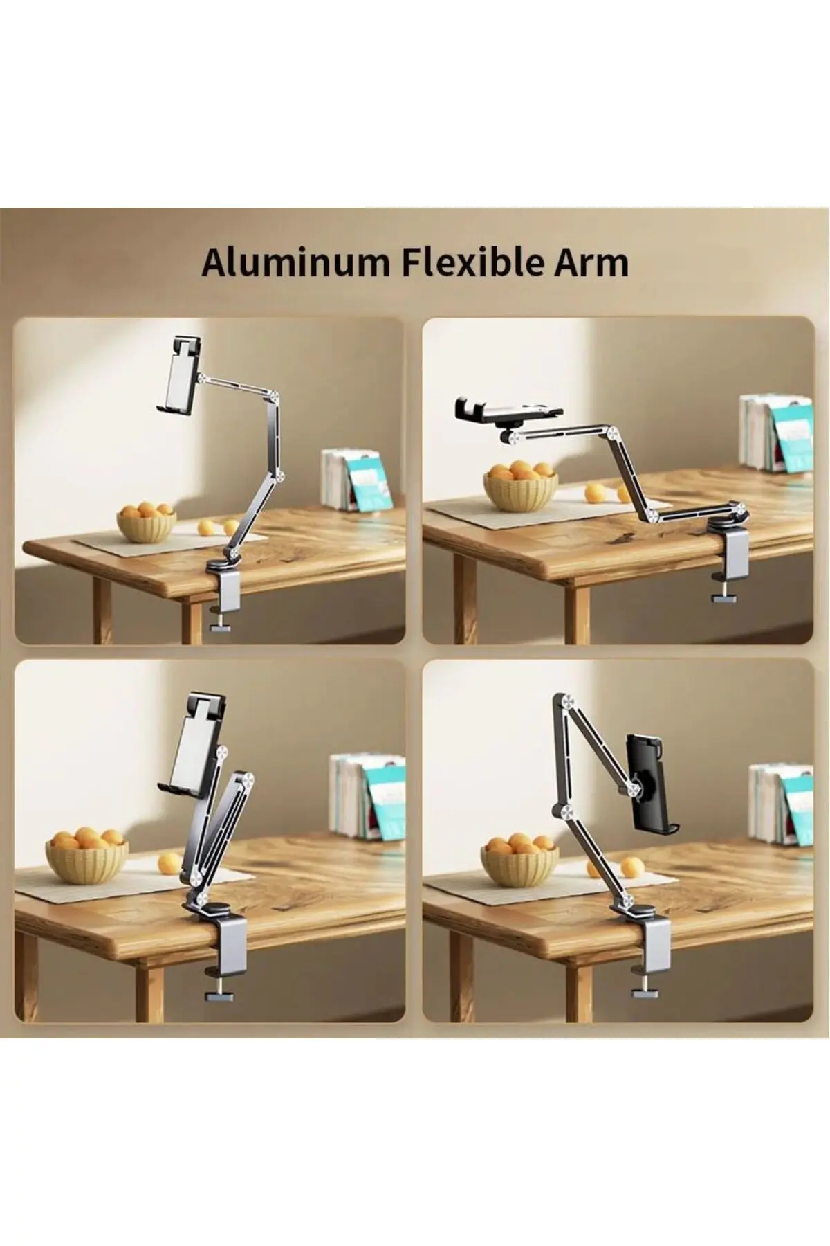 Alüminyum Akrobat Tablet&Telefon Tutucu Stand 360° Oynar Başlıklı Ayarlanabilir Katlanabilir LÜX