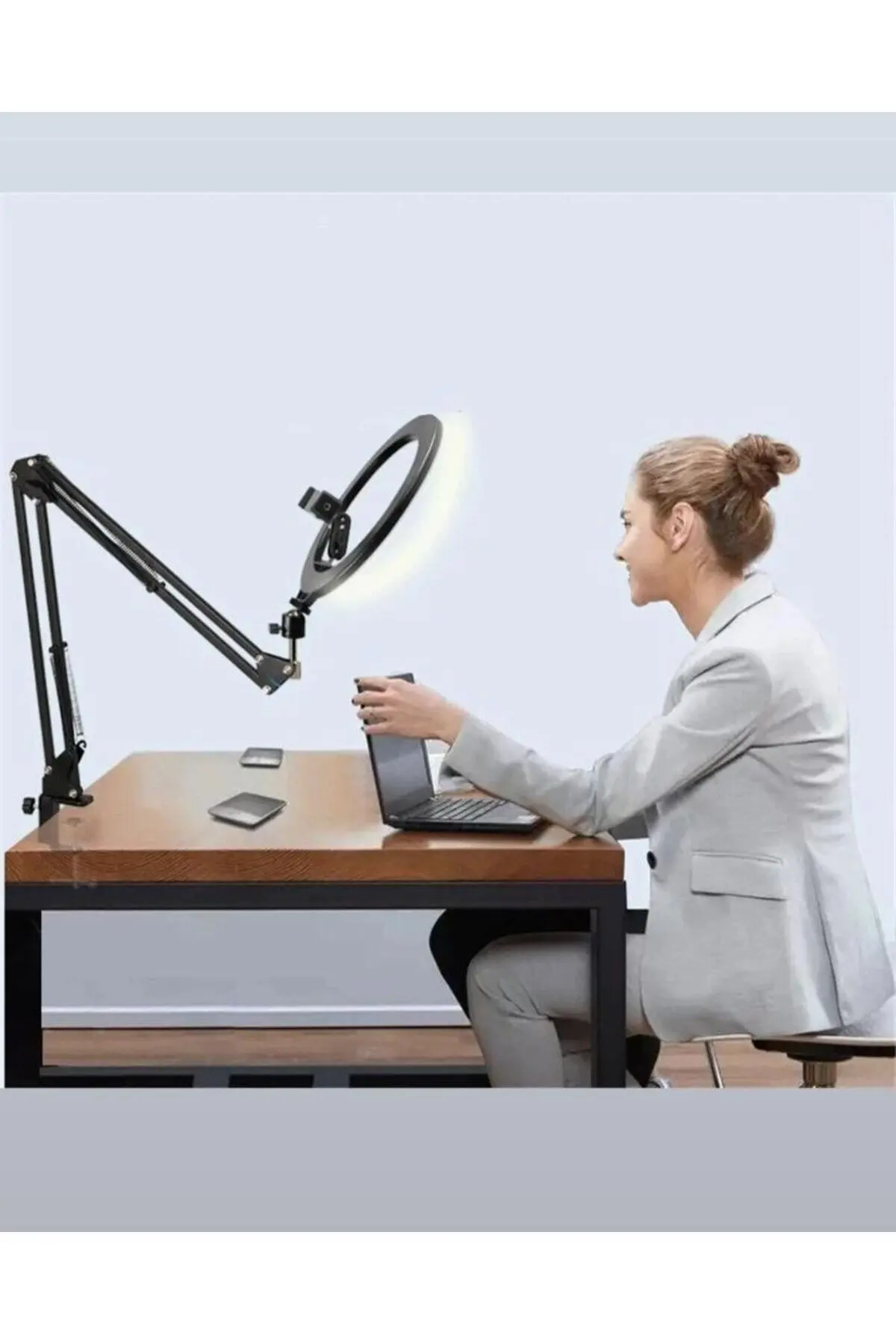 Esnek Masaüstü Sıkıştırmalı Tiktoker Ring Light Led Selfie Yayın Işığı 10 Inç + Stand Lüx