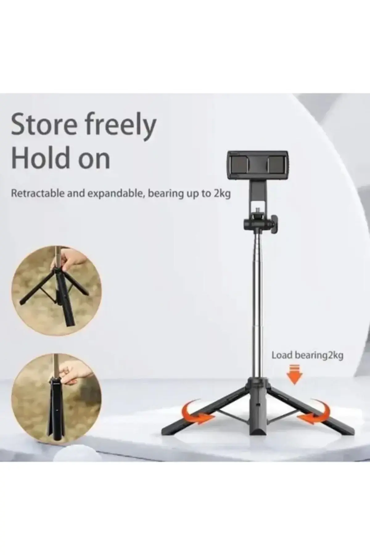 Gopro Uyumlu, Bluetooth Kumandalı, 170 cm Selfie Çubuğu ve Tripod Telefon ve LED Işık Takılır