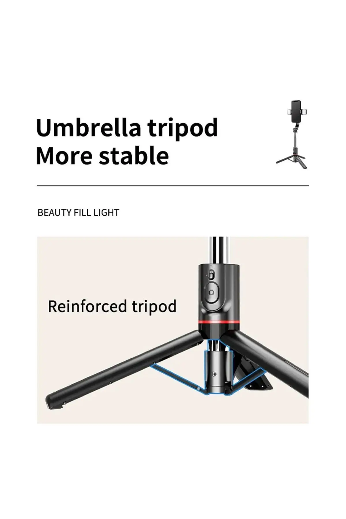Çift Işıklı 3 Renkli Uzaktan Kumandalı 116 Cm Tripod, Özçekim Ve Selfie Çubuğu