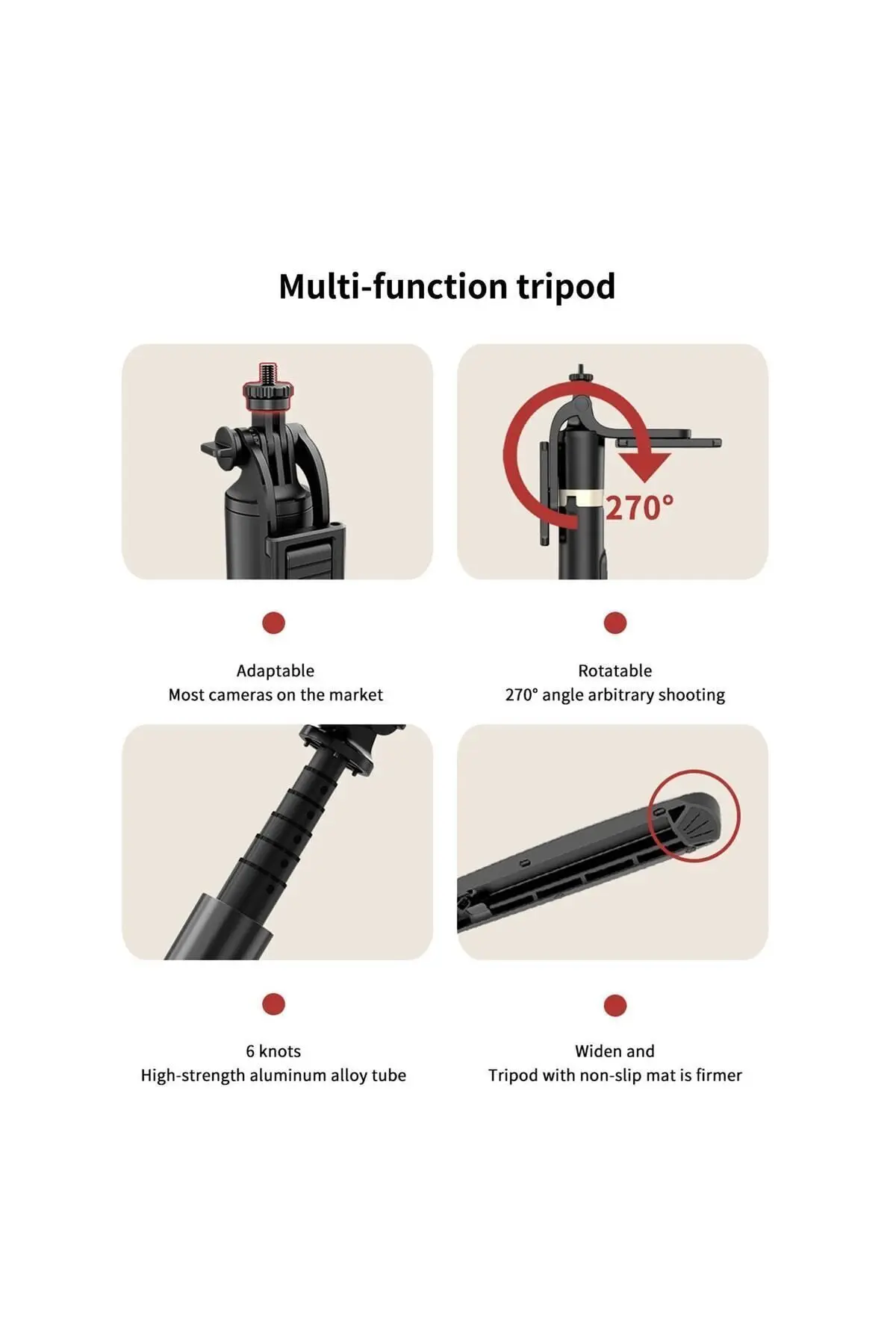 Uzaktan Kumandalı 156 Cm Alüminyum Tripod Ve Selfie Çubuğu Telefon, Kamera, Işık Ve Gopro Uyumlu